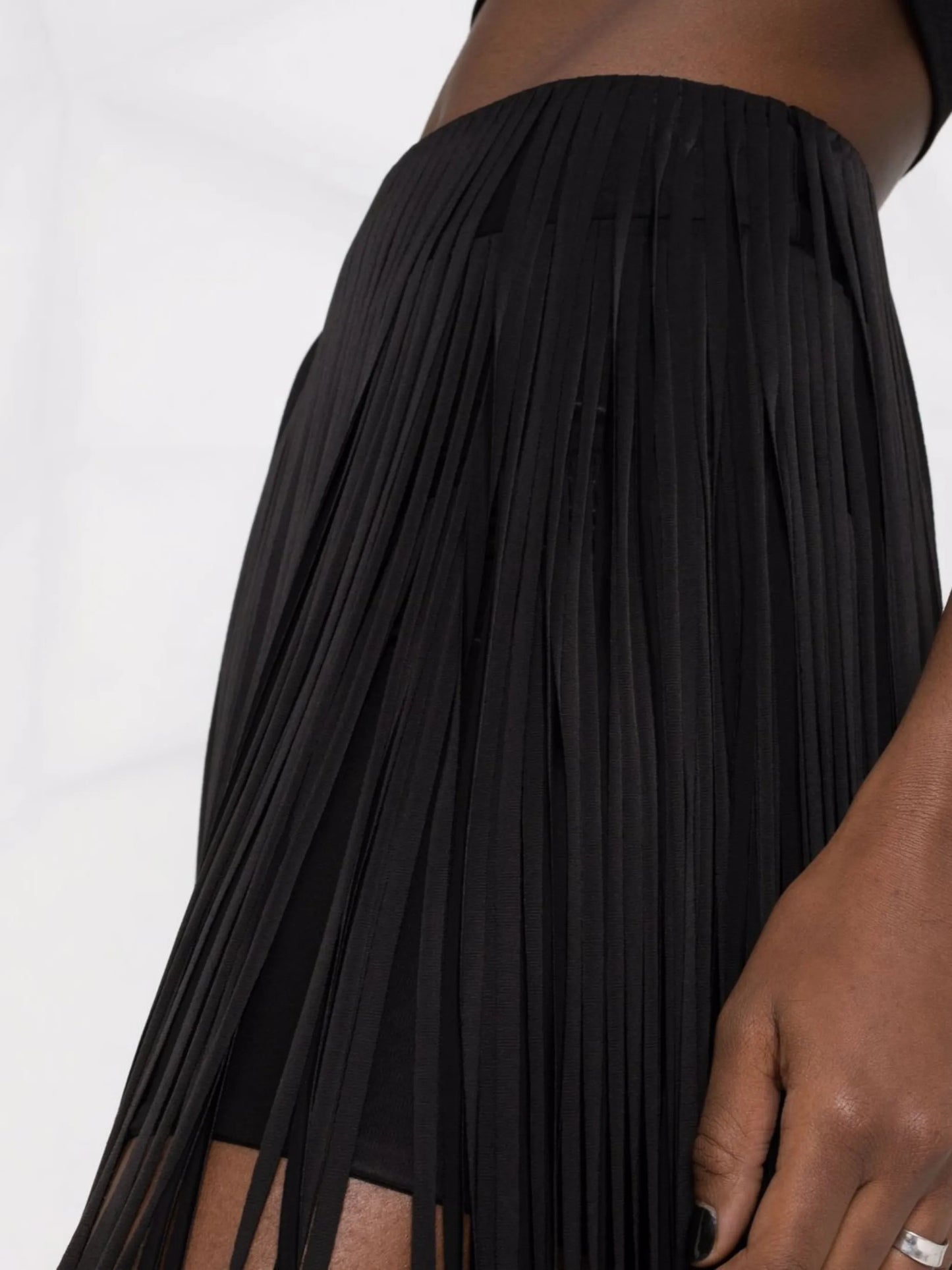fringed midi skirt