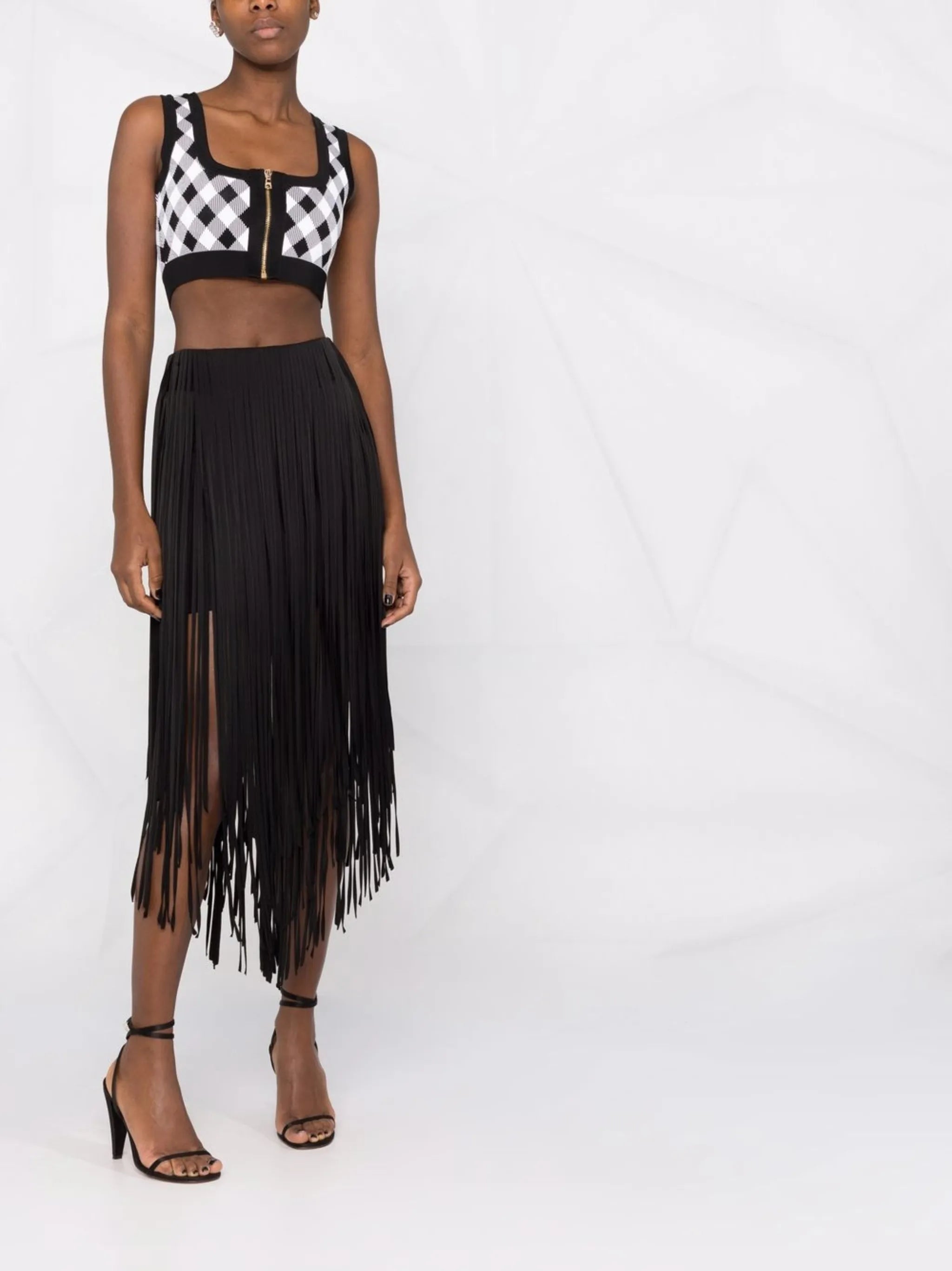 fringed midi skirt