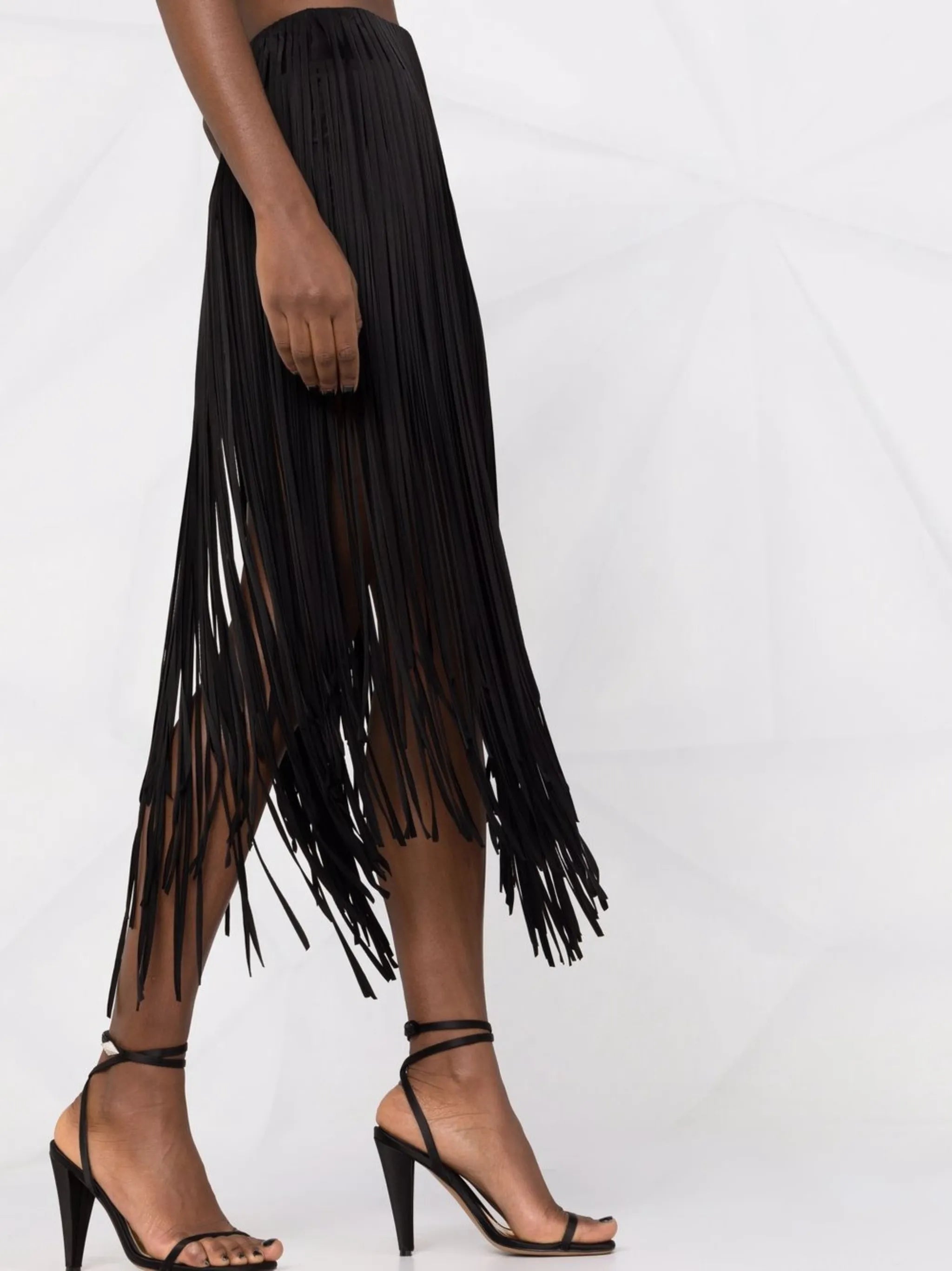 fringed midi skirt