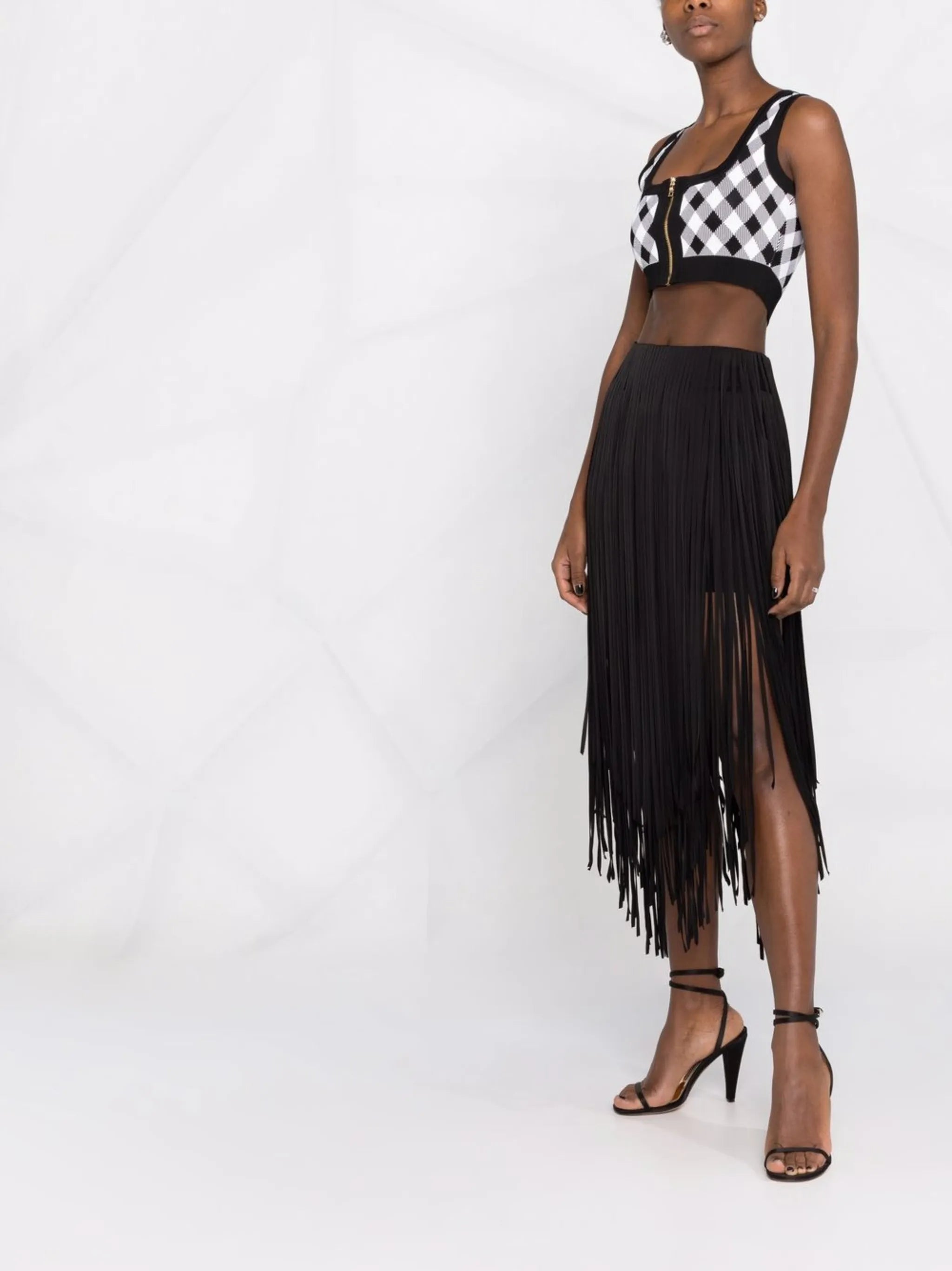 fringed midi skirt