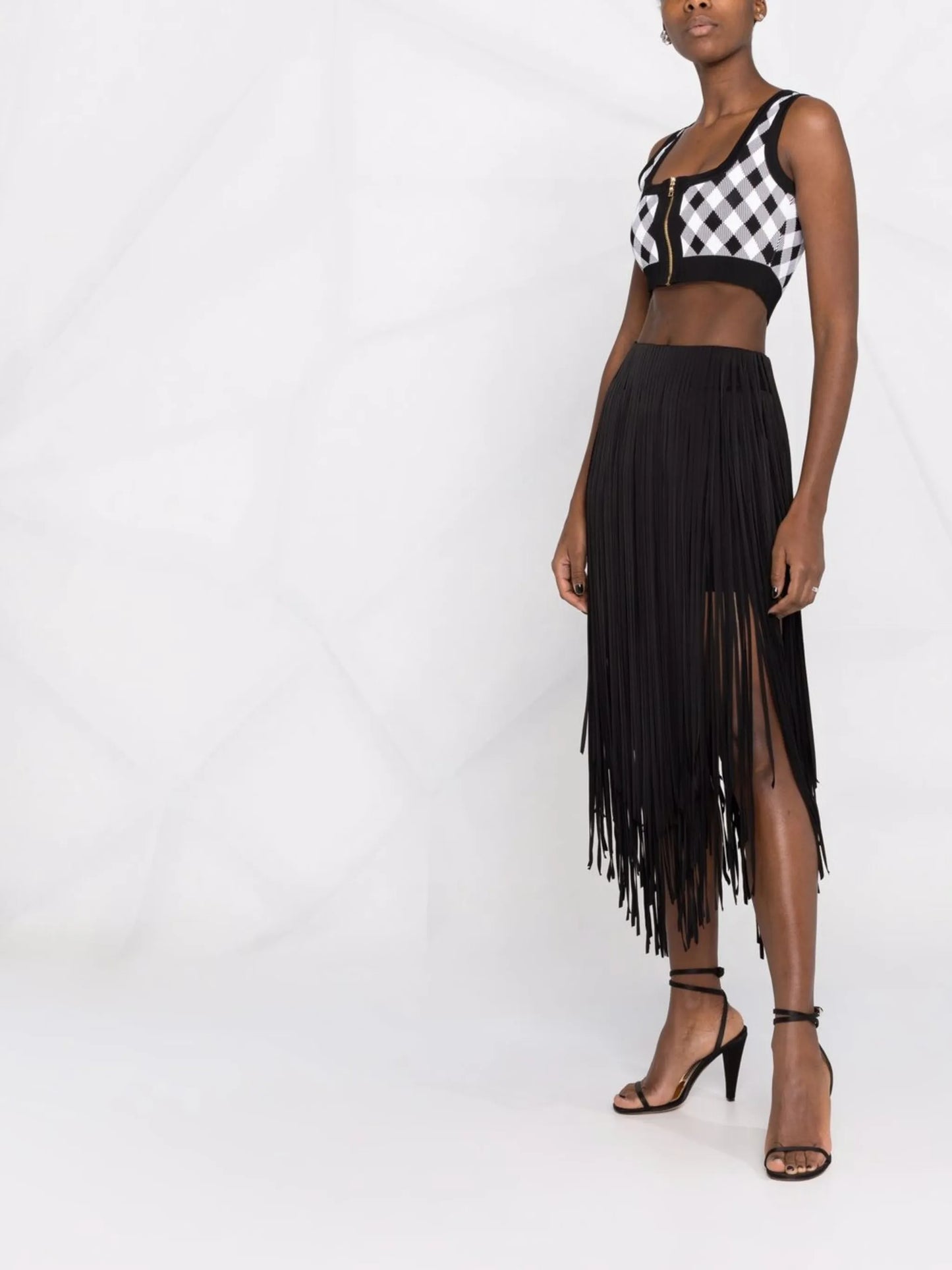fringed midi skirt
