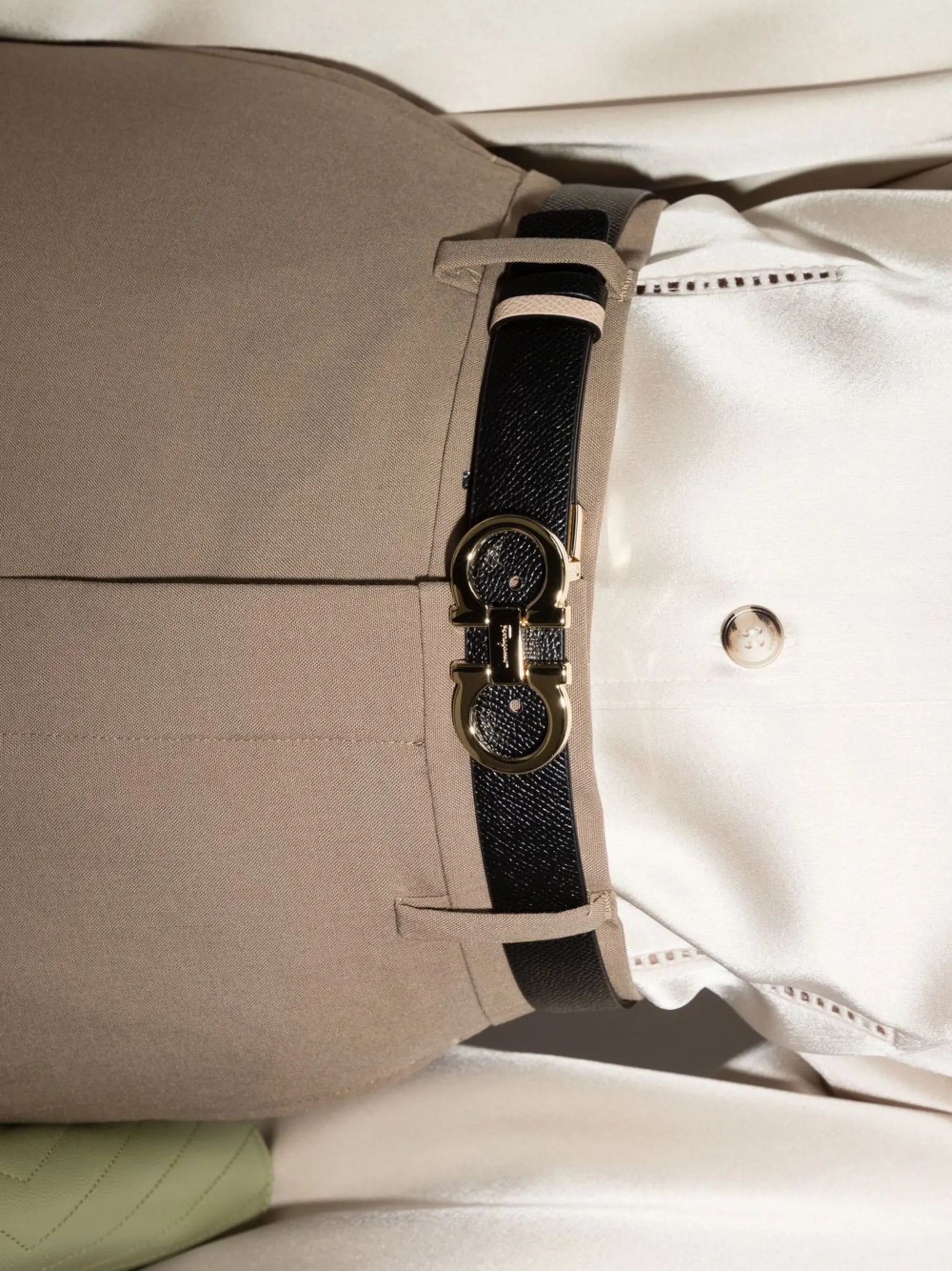 Gancini-buckle reversible belt