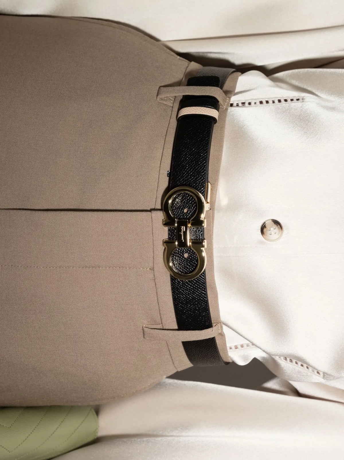 Gancini-buckle reversible belt