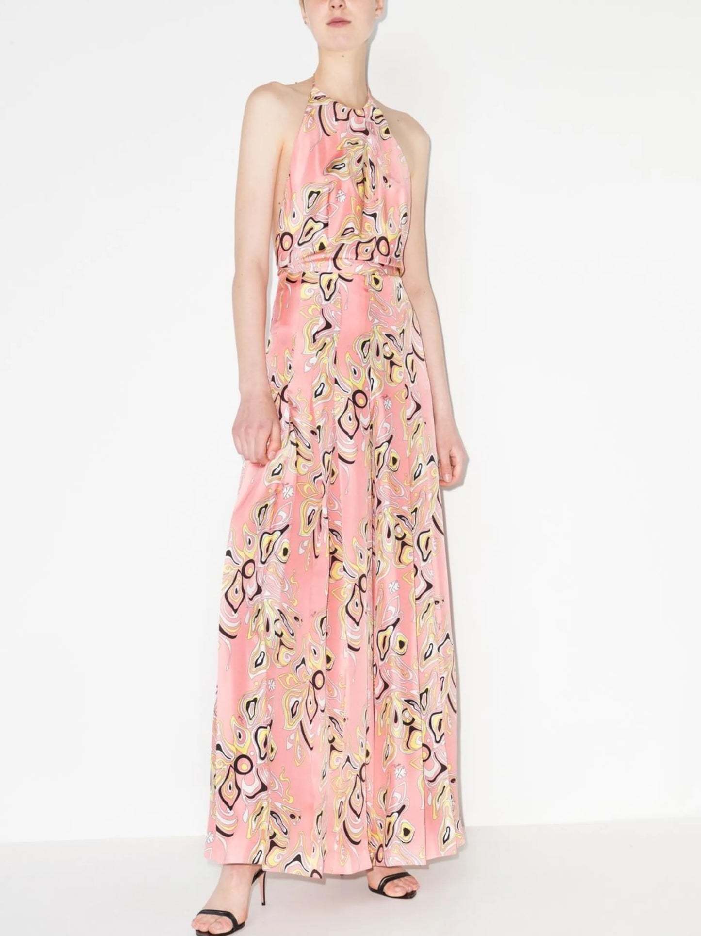 graphic-print halterneck jumpsuit