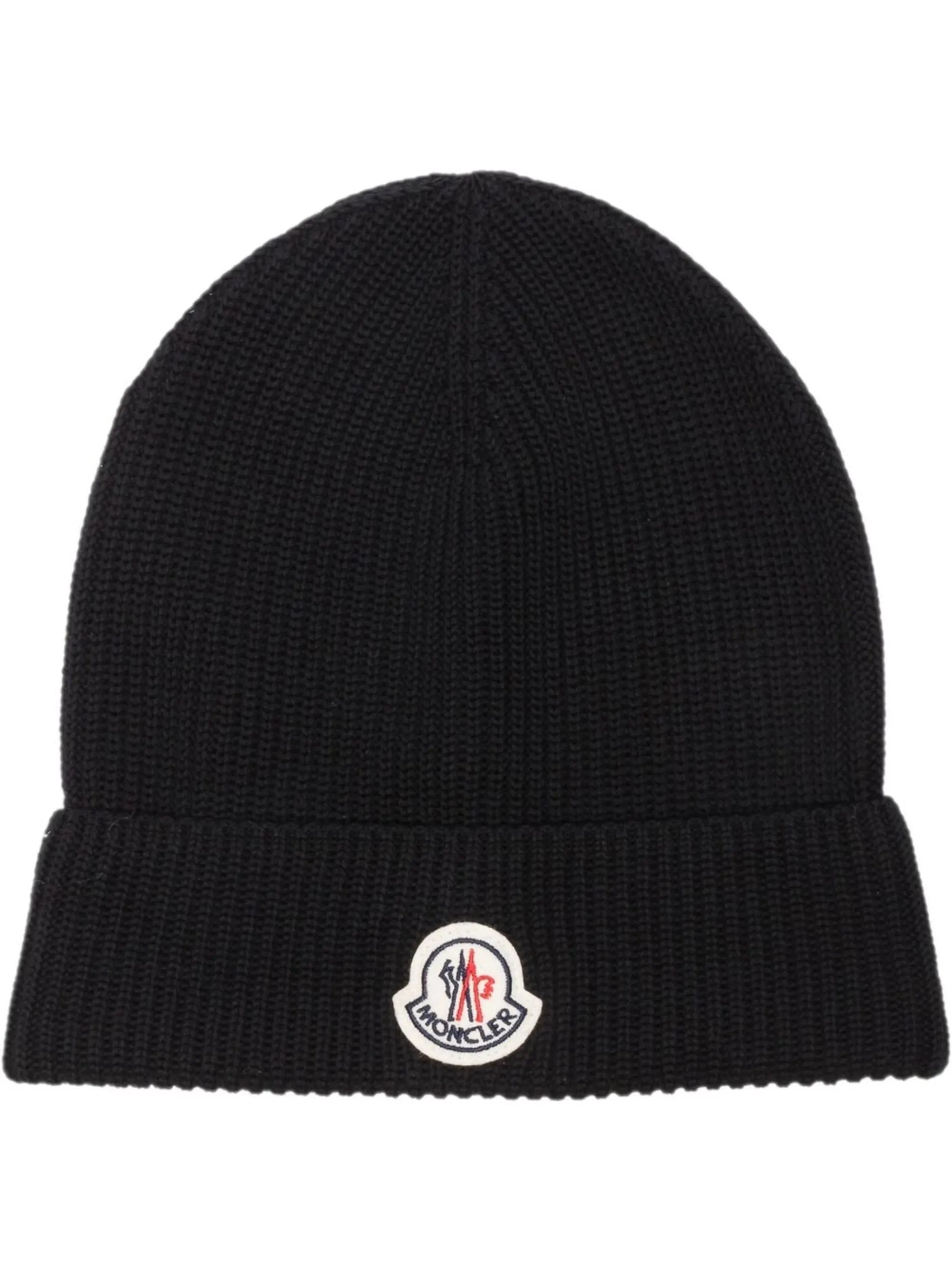 logo-patch ribbed beanie