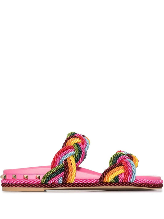 Rockstud rope flat sandals