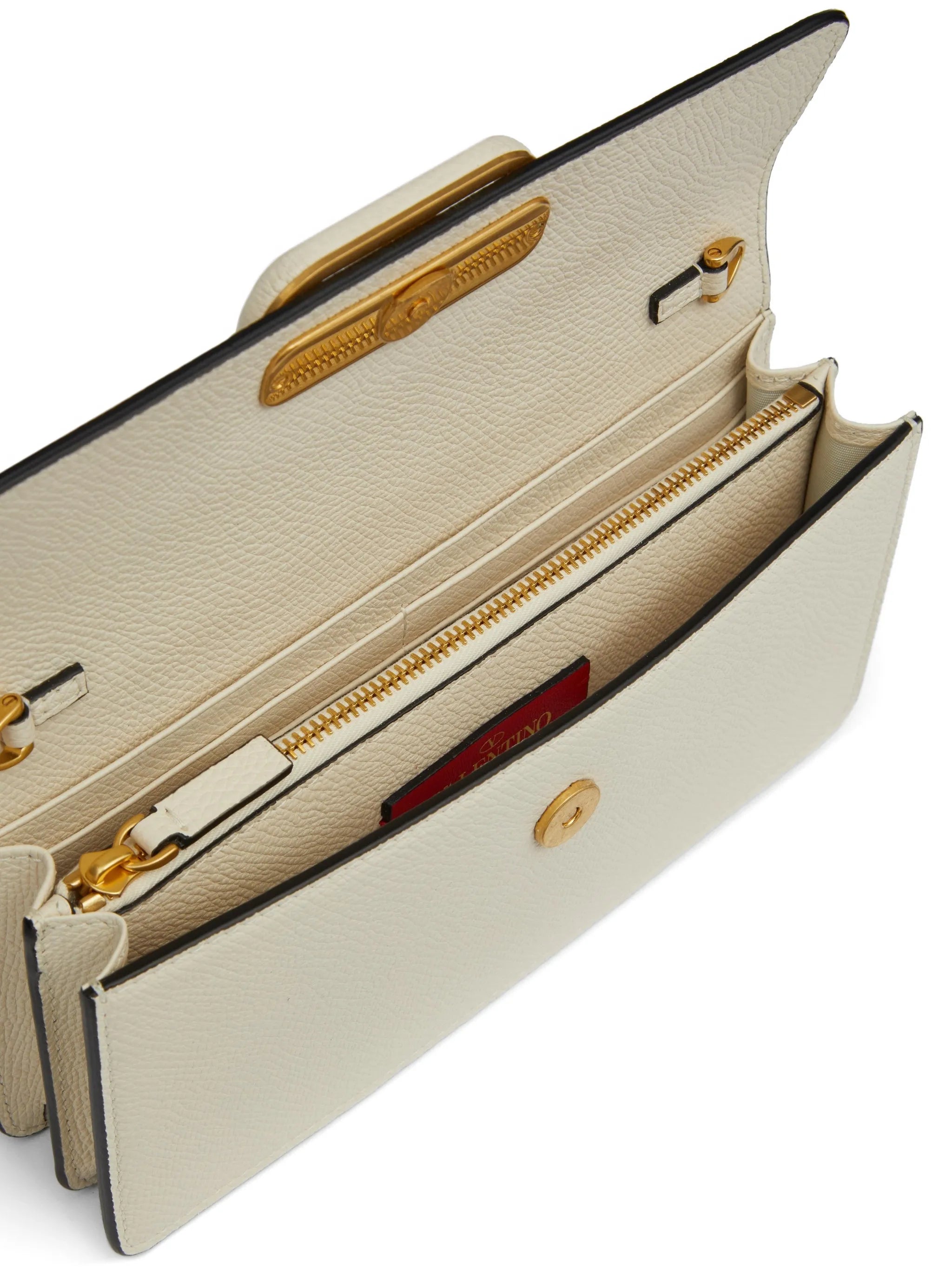 VLogo Signature grainy calfskin wallet with chain
