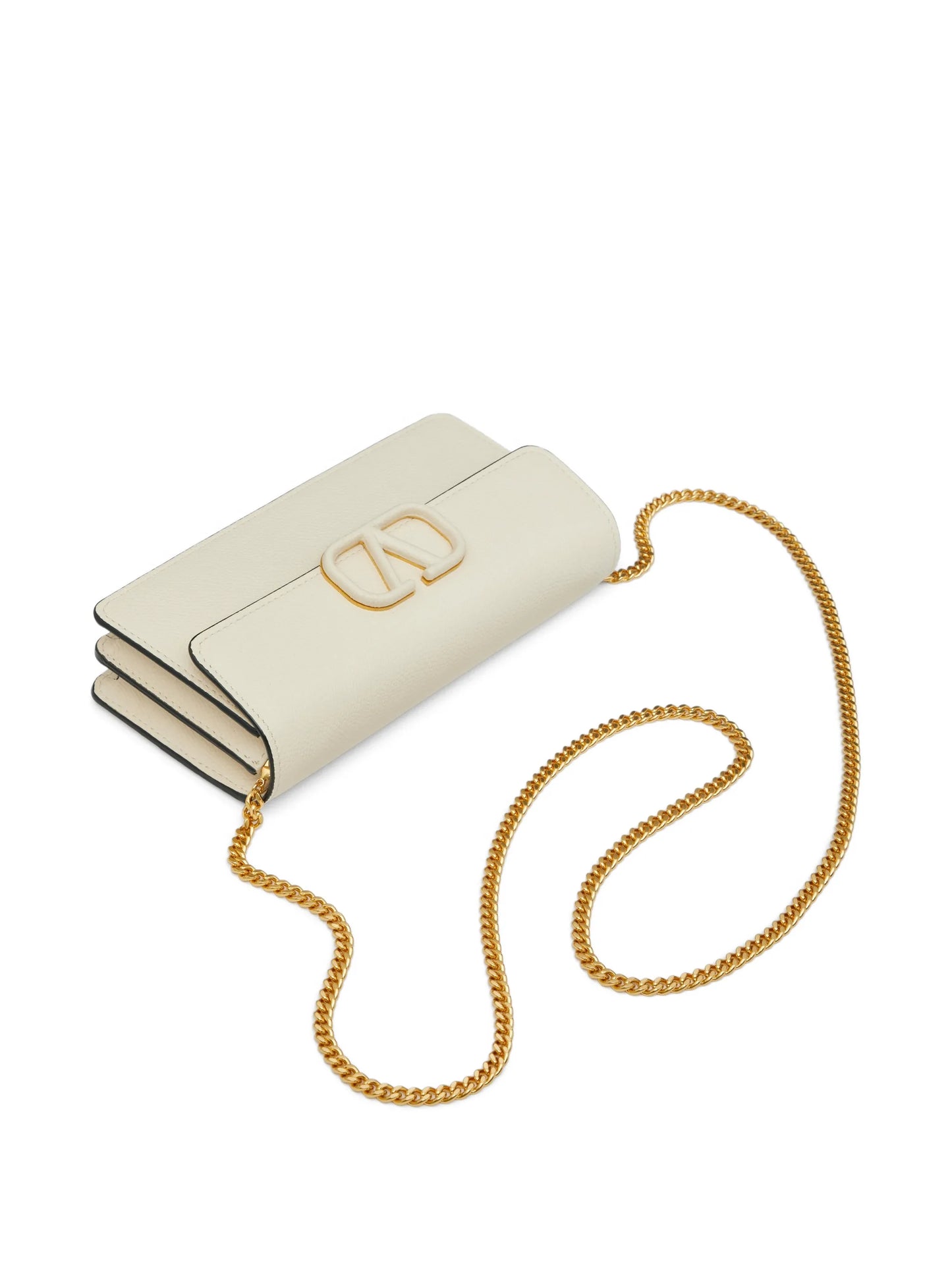 VLogo Signature grainy calfskin wallet with chain