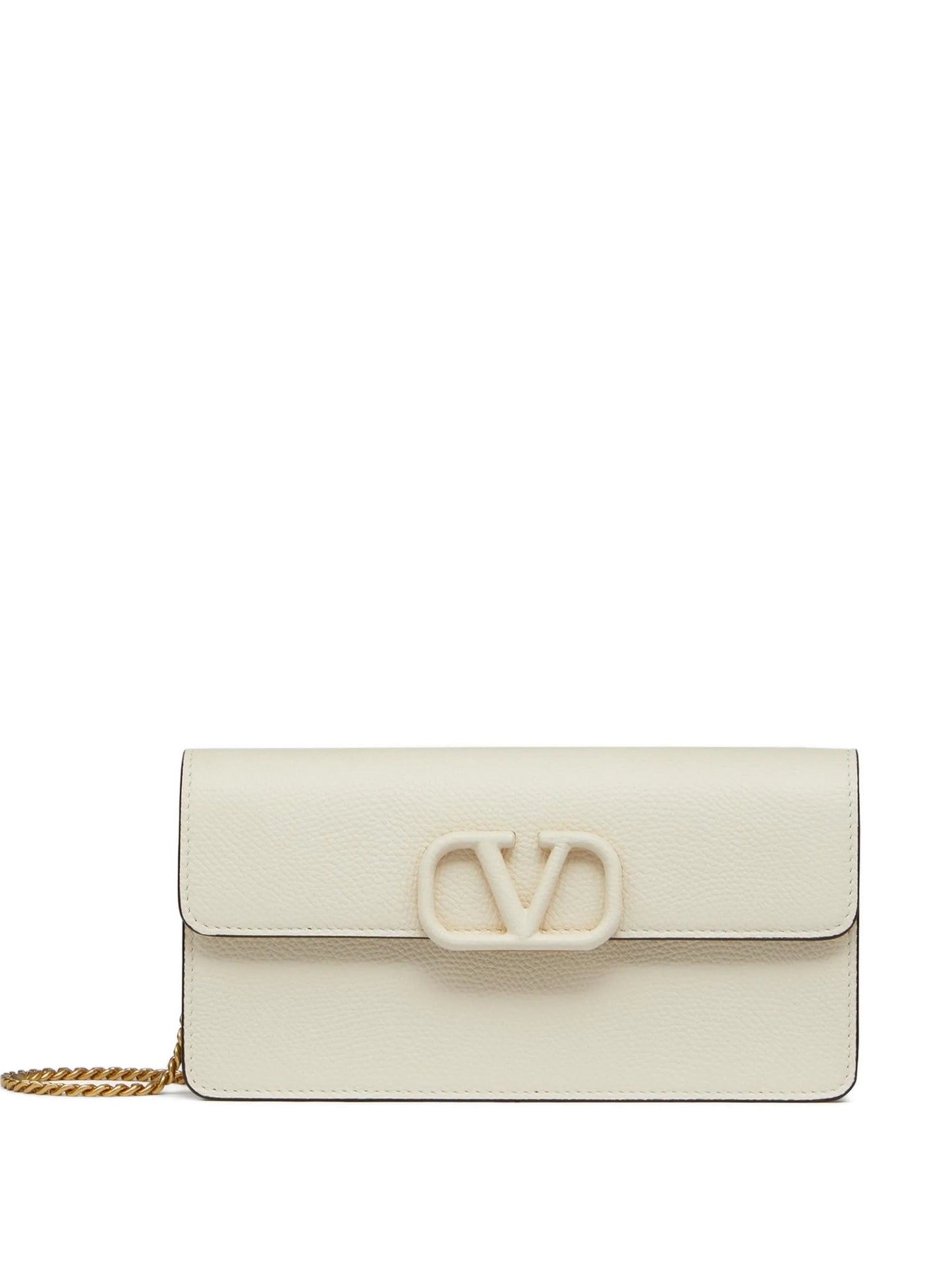 VLogo Signature grainy calfskin wallet with chain