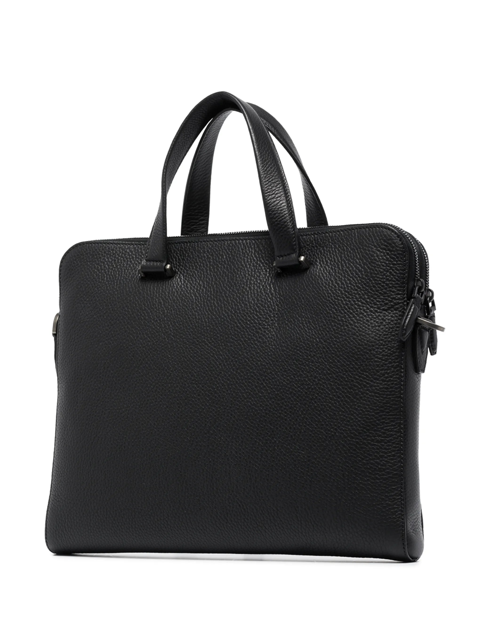 logo-plaque leather briefcase