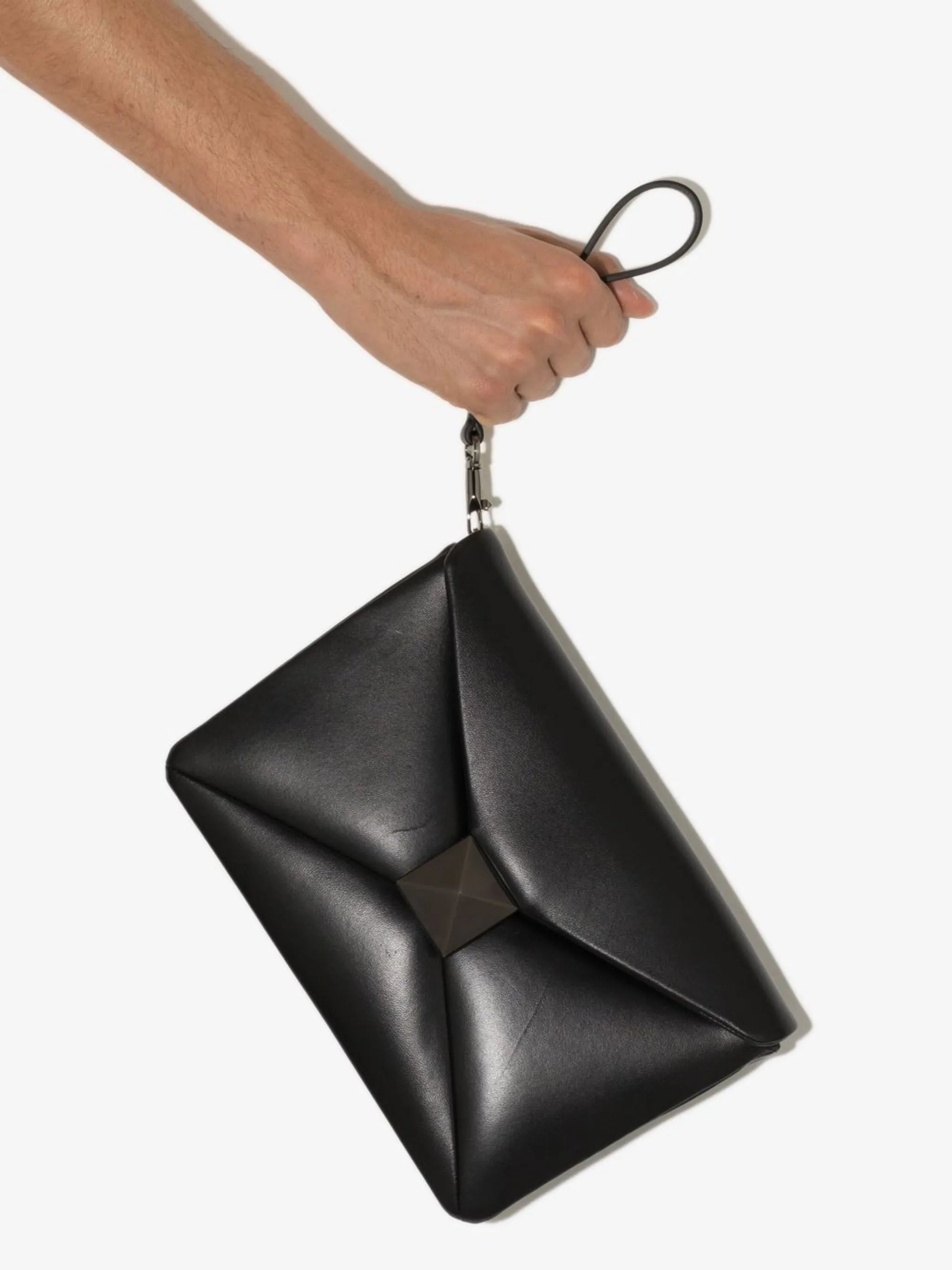 Roman stud leather clutch bag