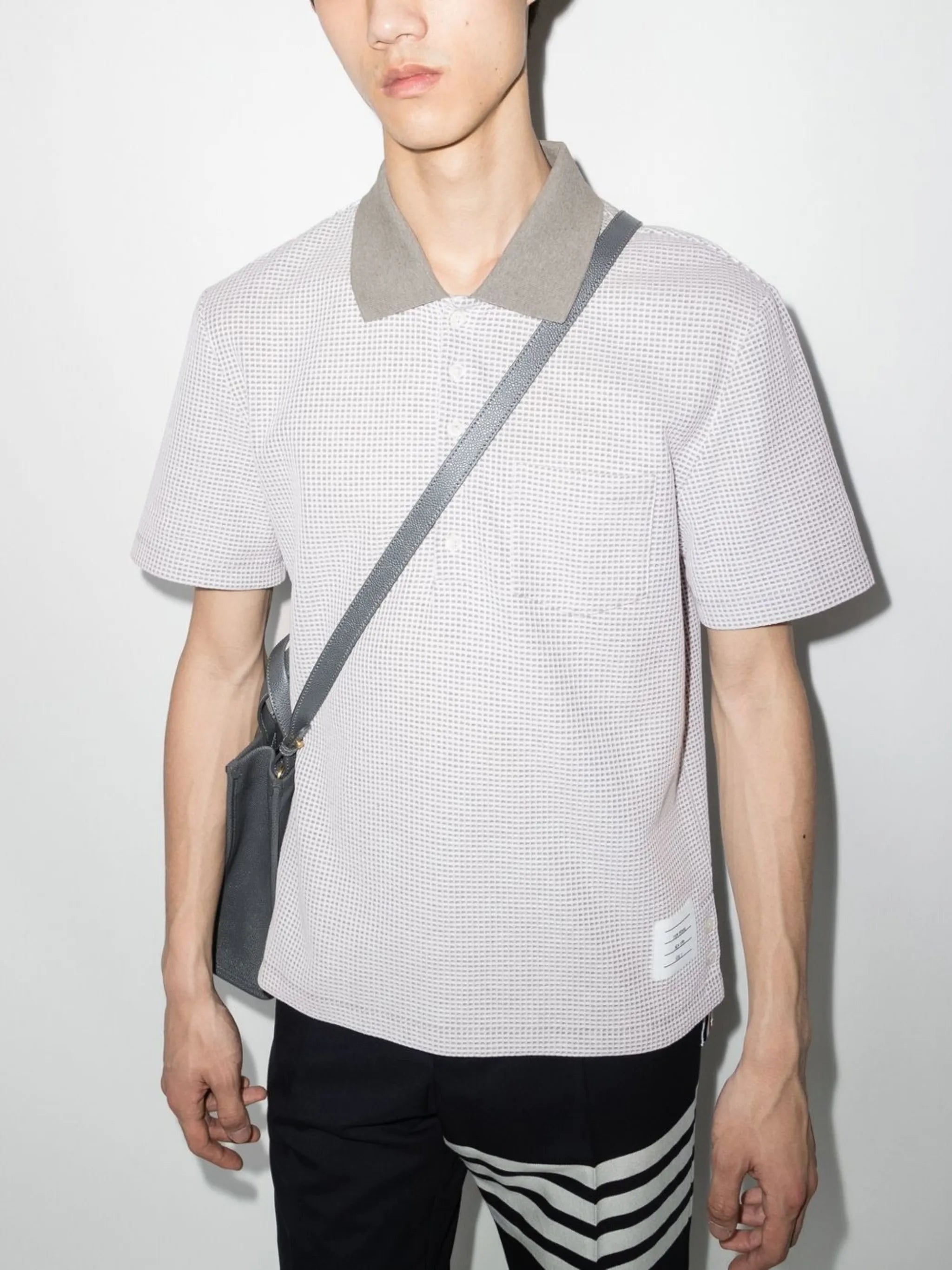waffle-knit polo shirt