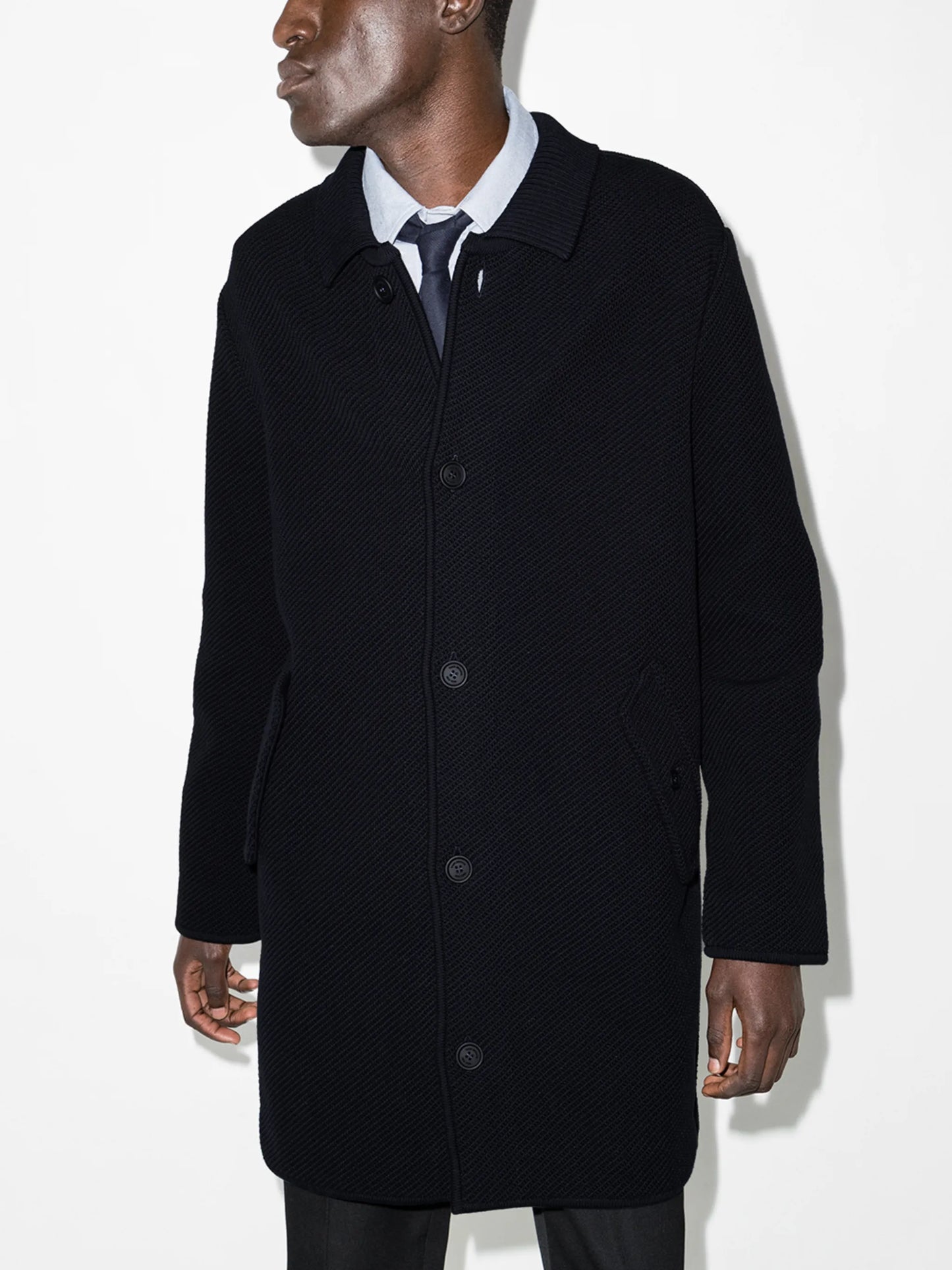 RWB stripe single-breasted coat