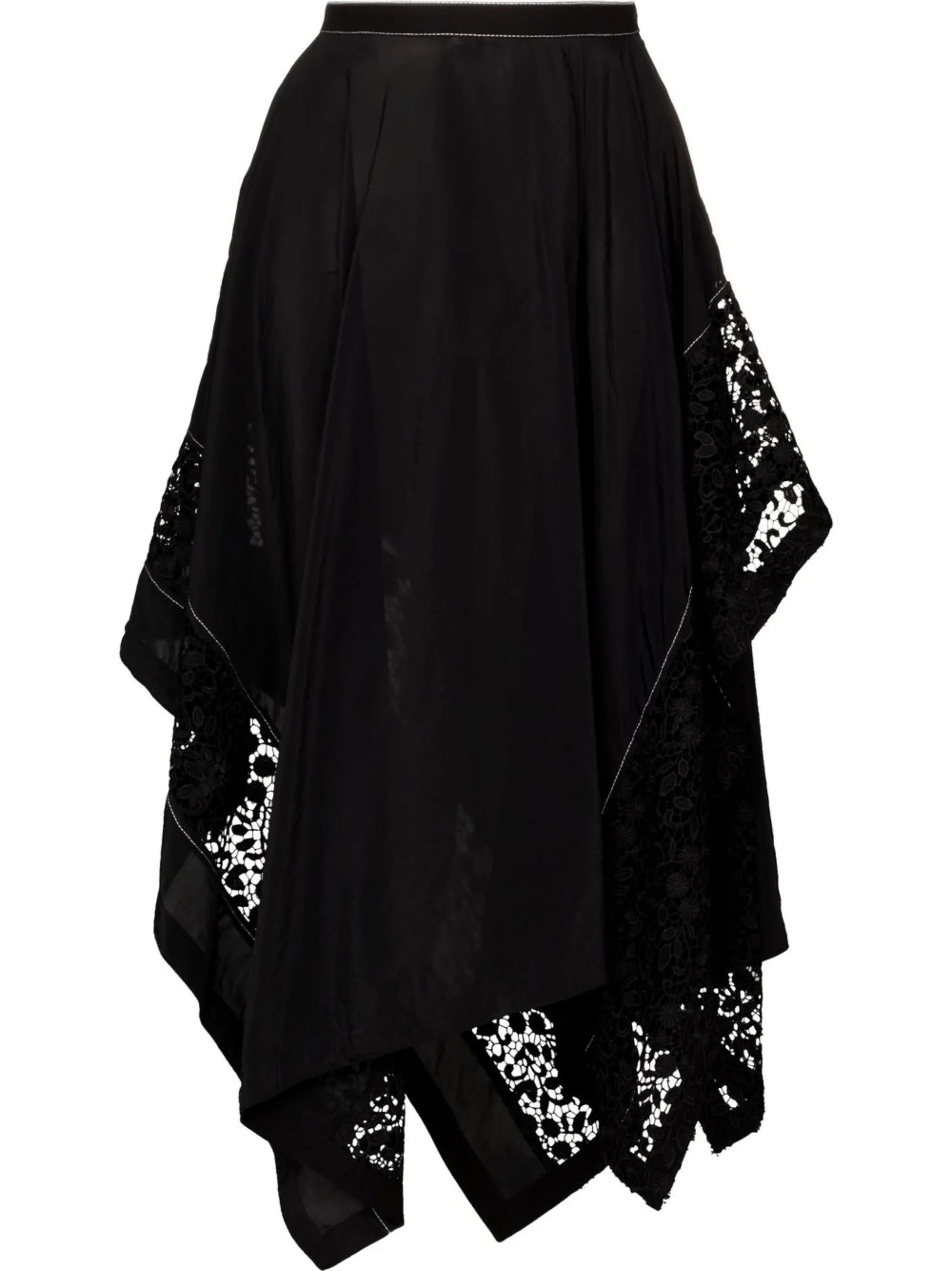 lace-insert asymmetric skirt