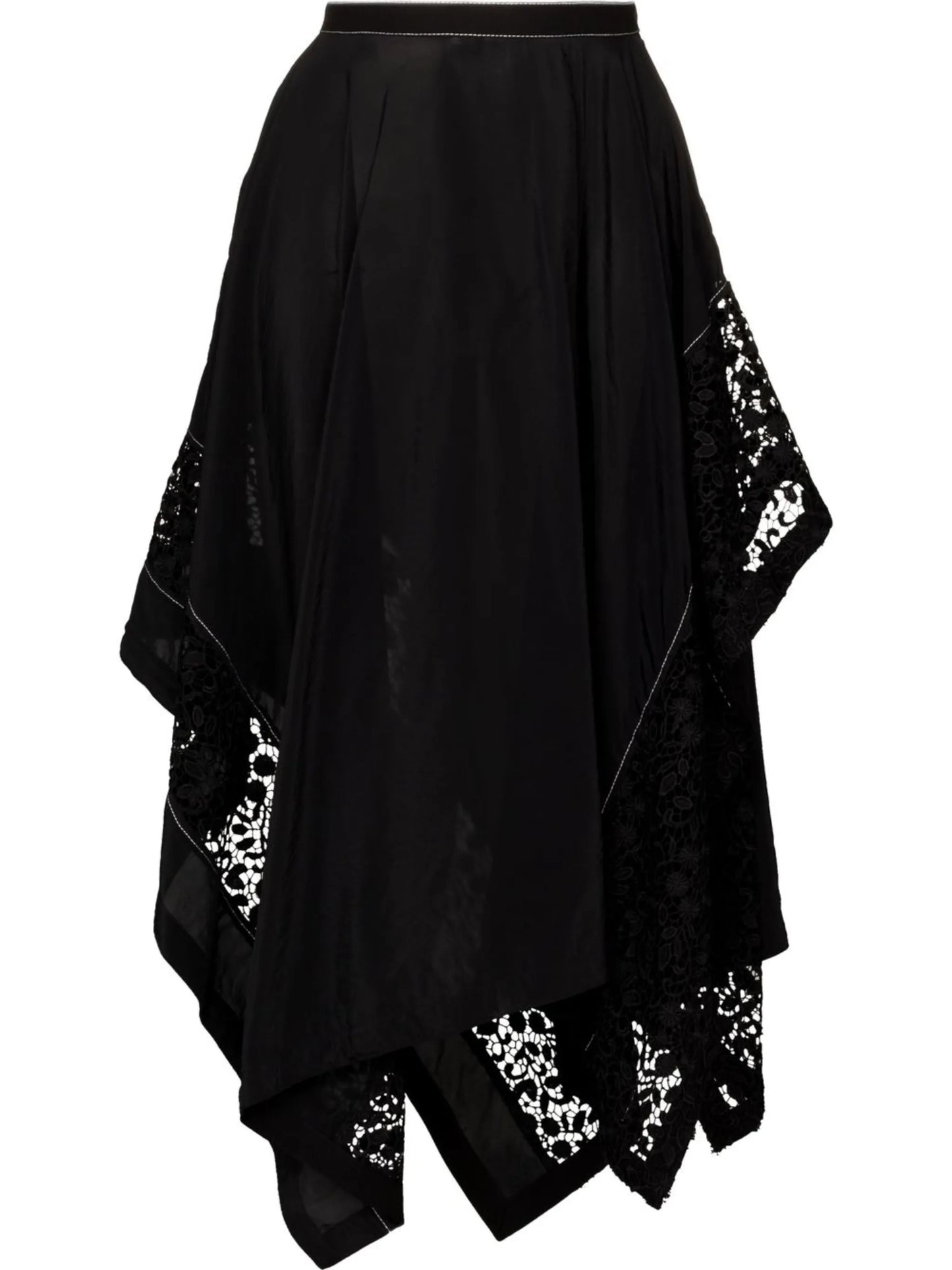 lace-insert asymmetric skirt
