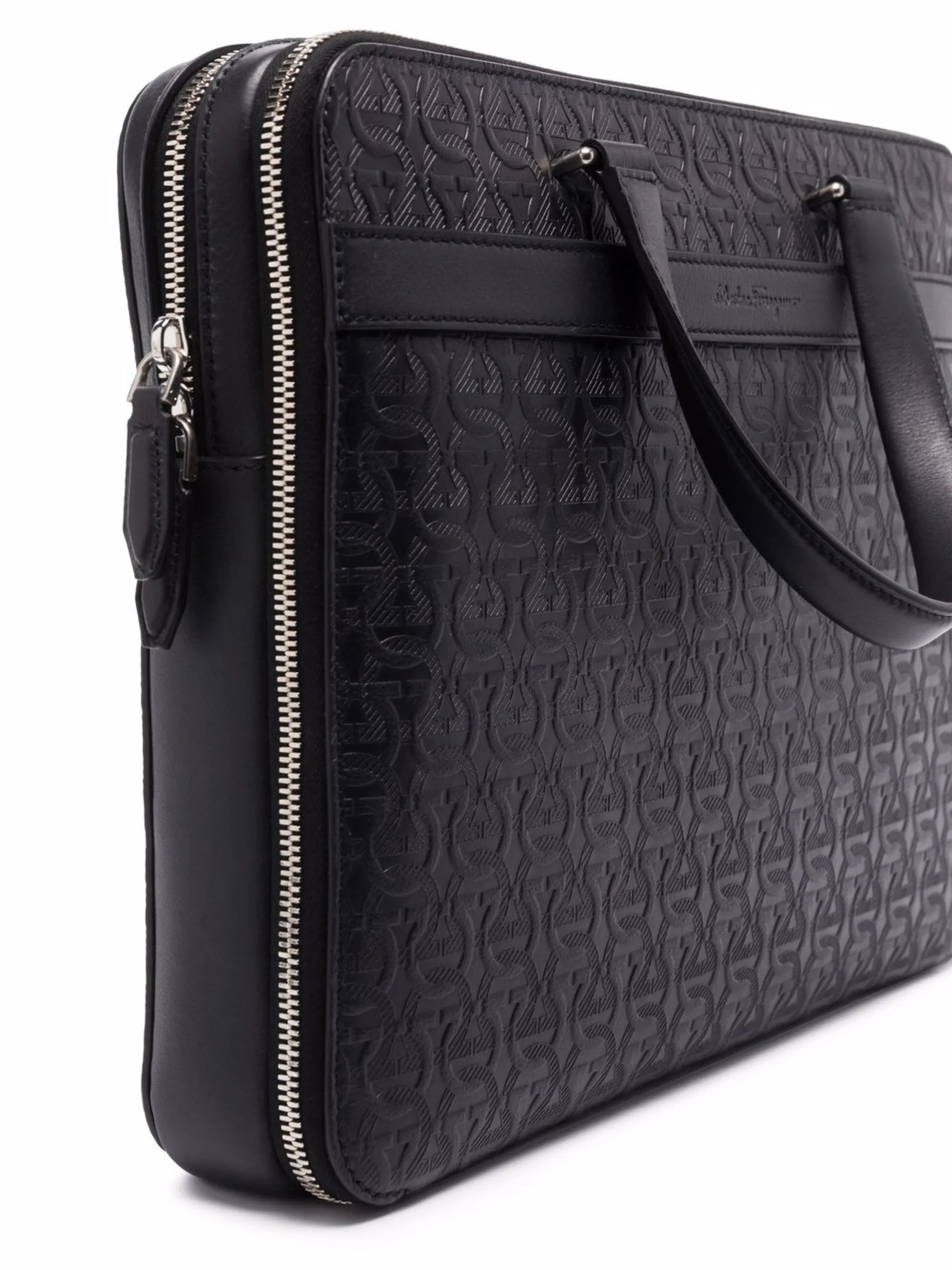 Gancini leather briefcase
