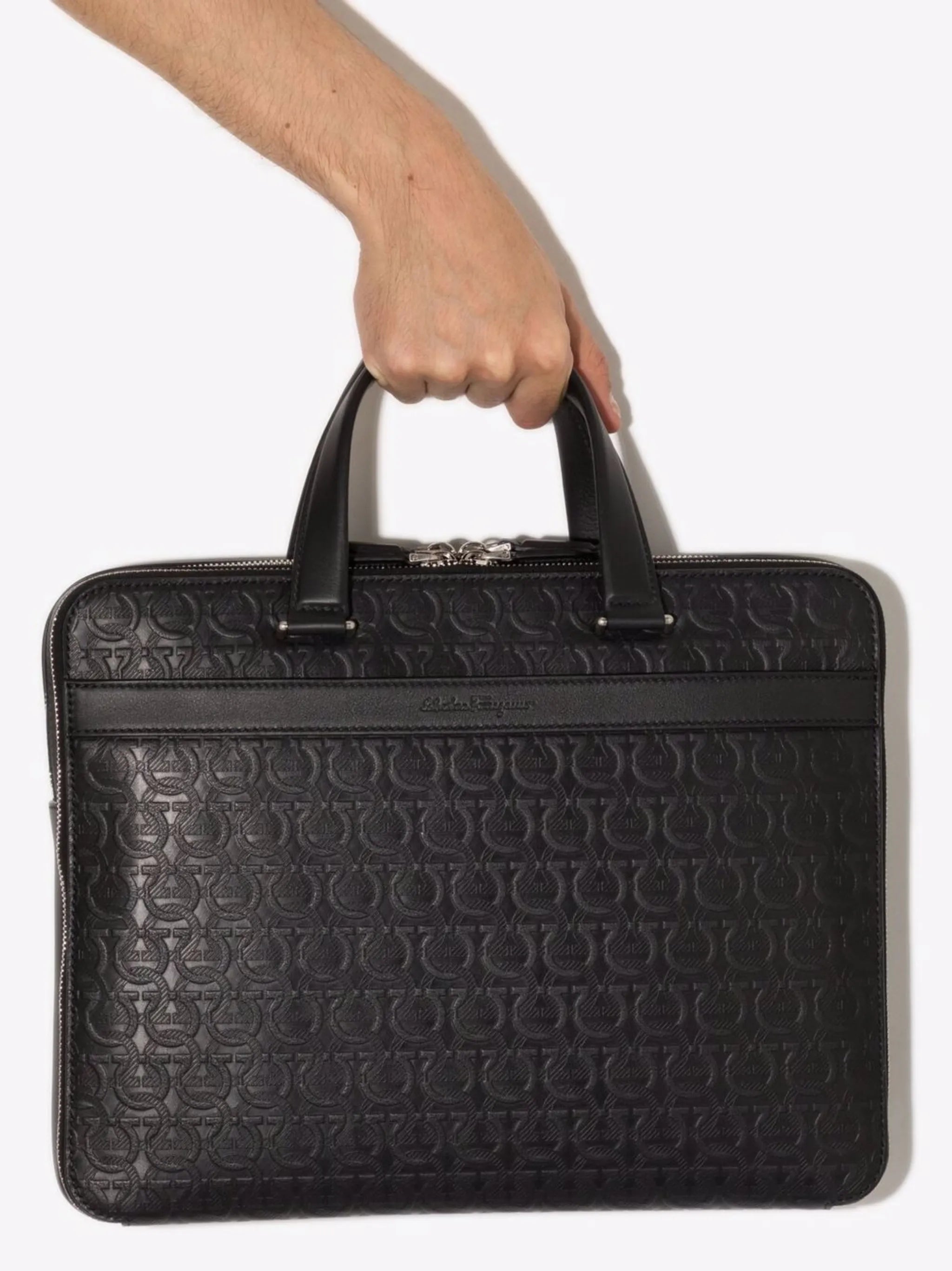 Gancini leather briefcase