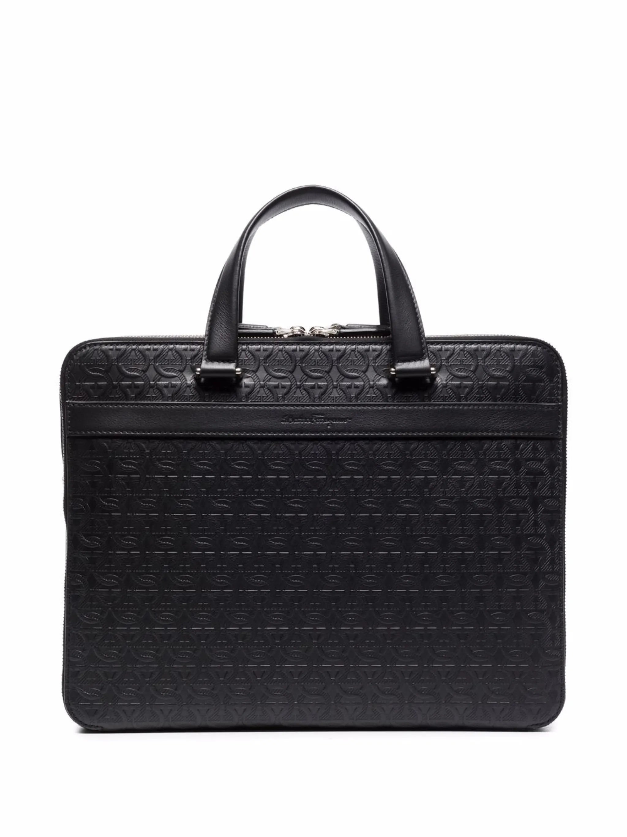 Gancini leather briefcase