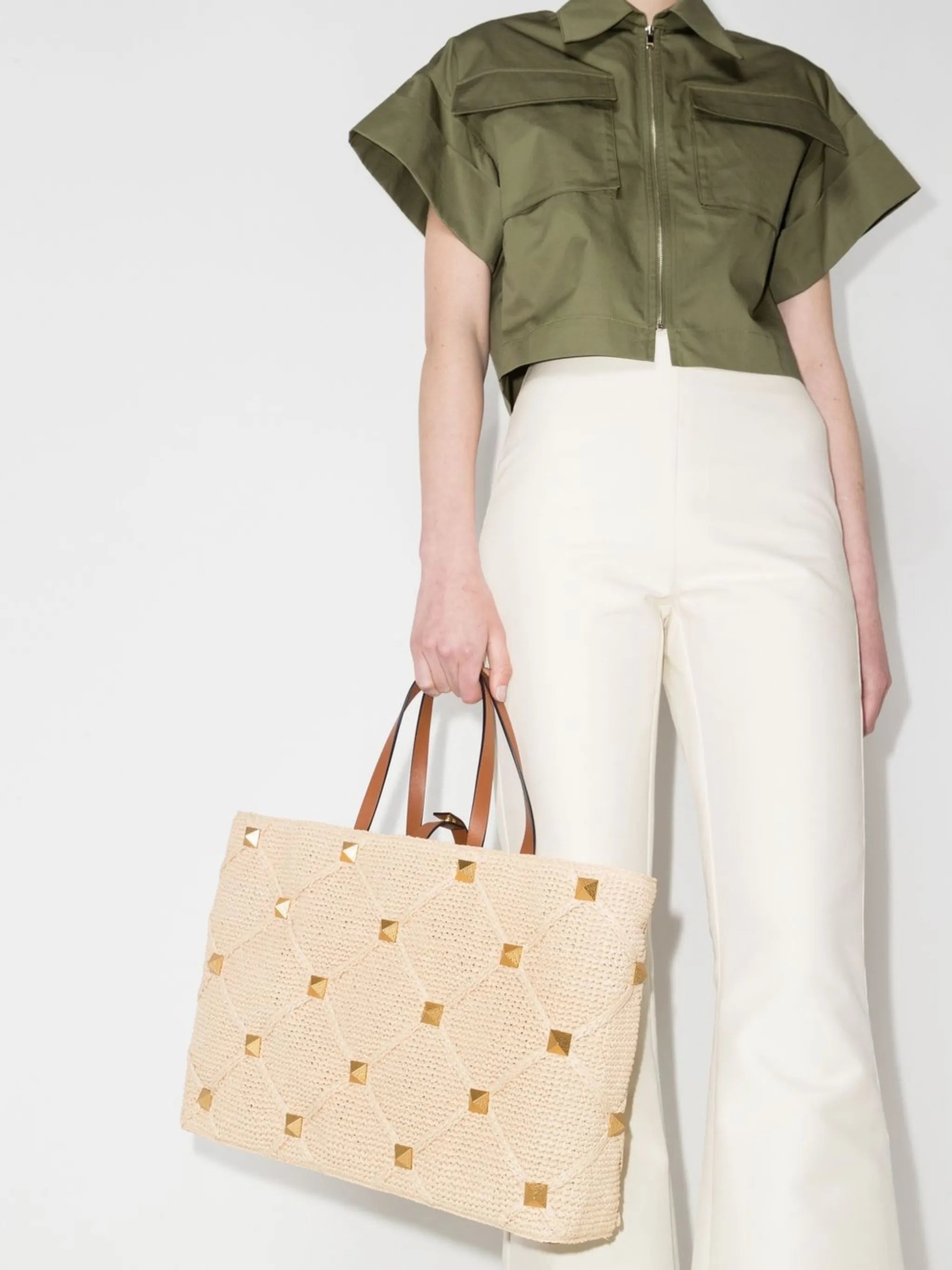 Roman Stud quilted tote bag