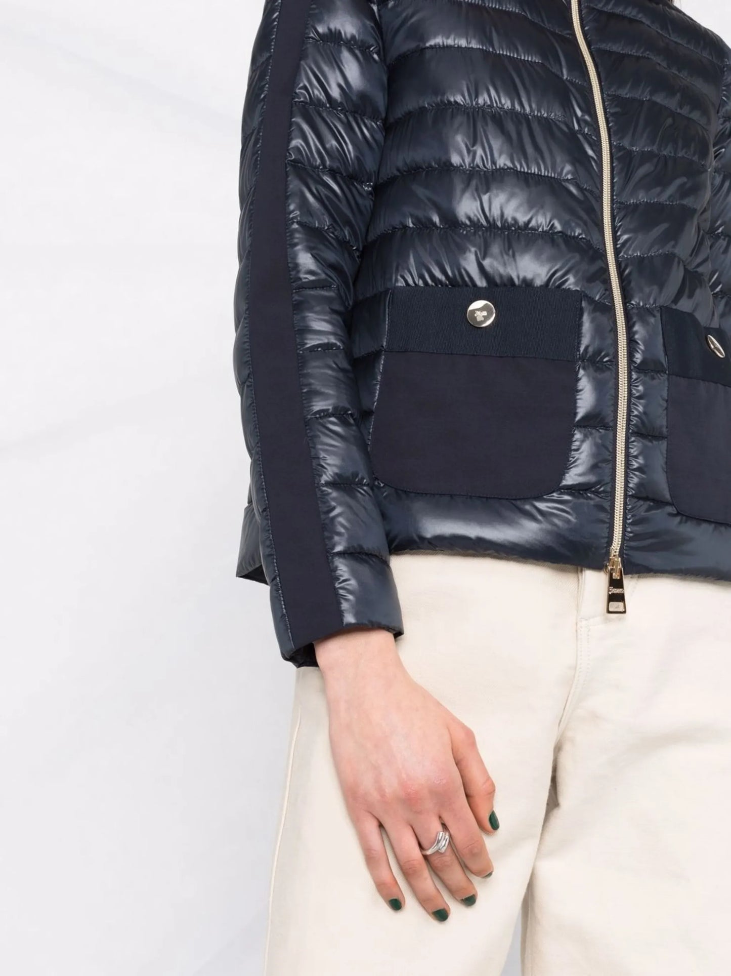 collarless padded jacket