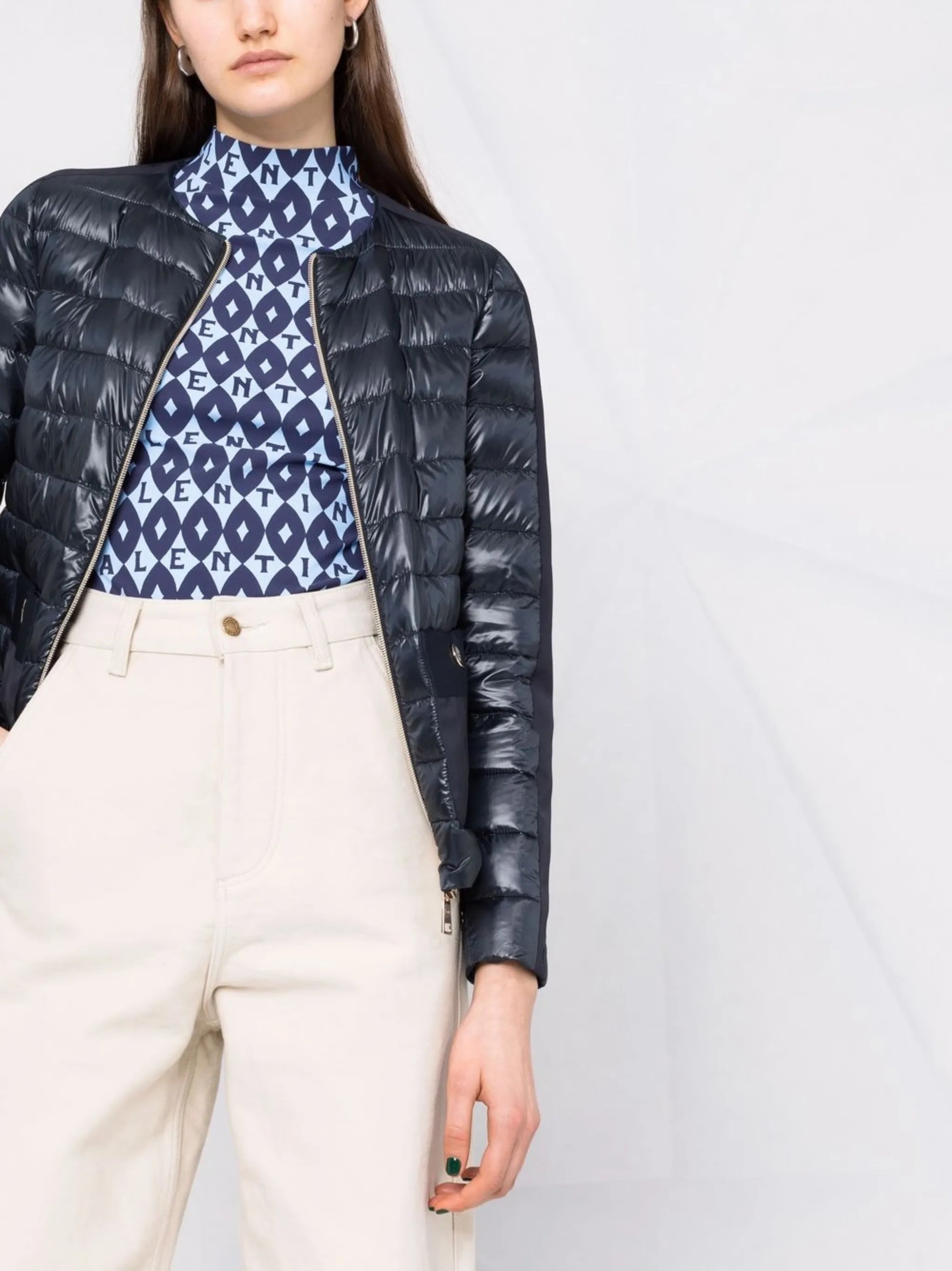 collarless padded jacket