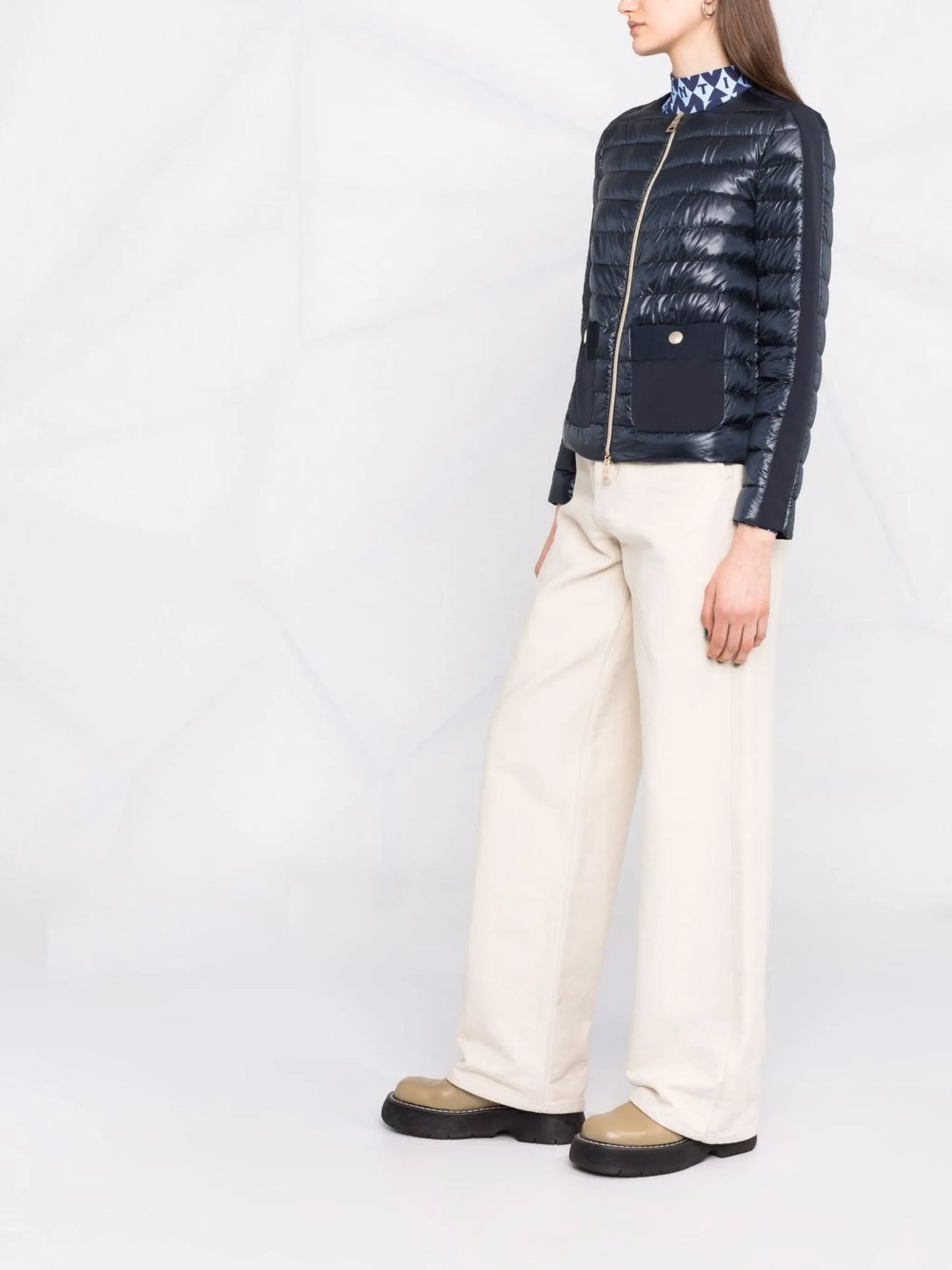 collarless padded jacket