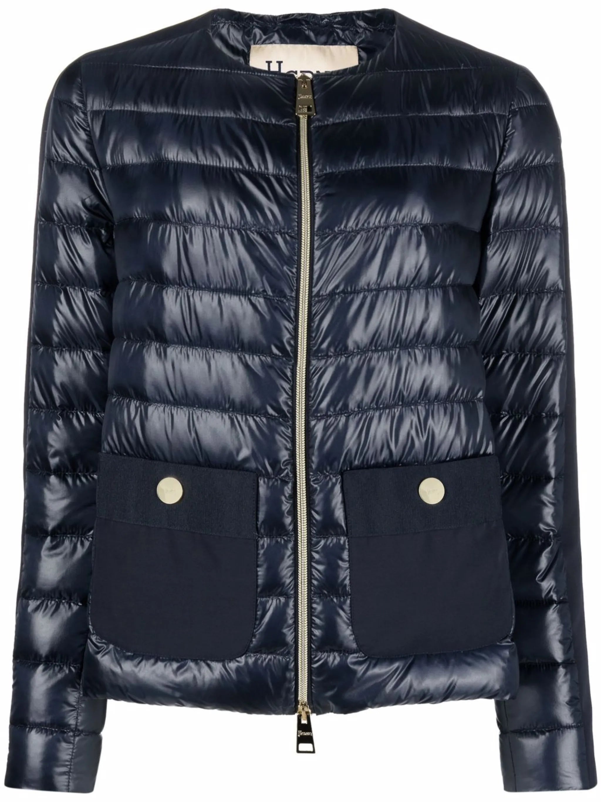 collarless padded jacket