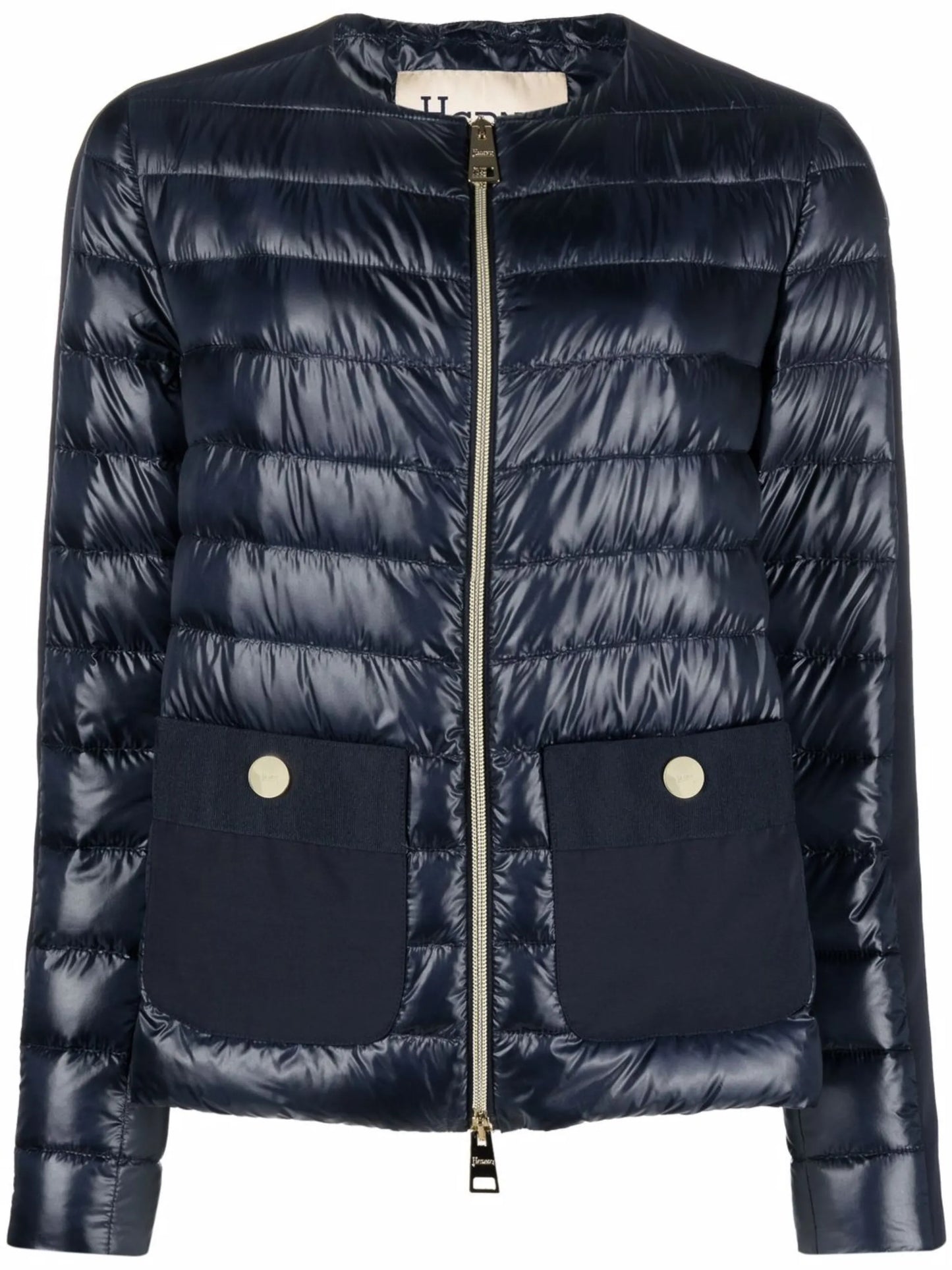 collarless padded jacket