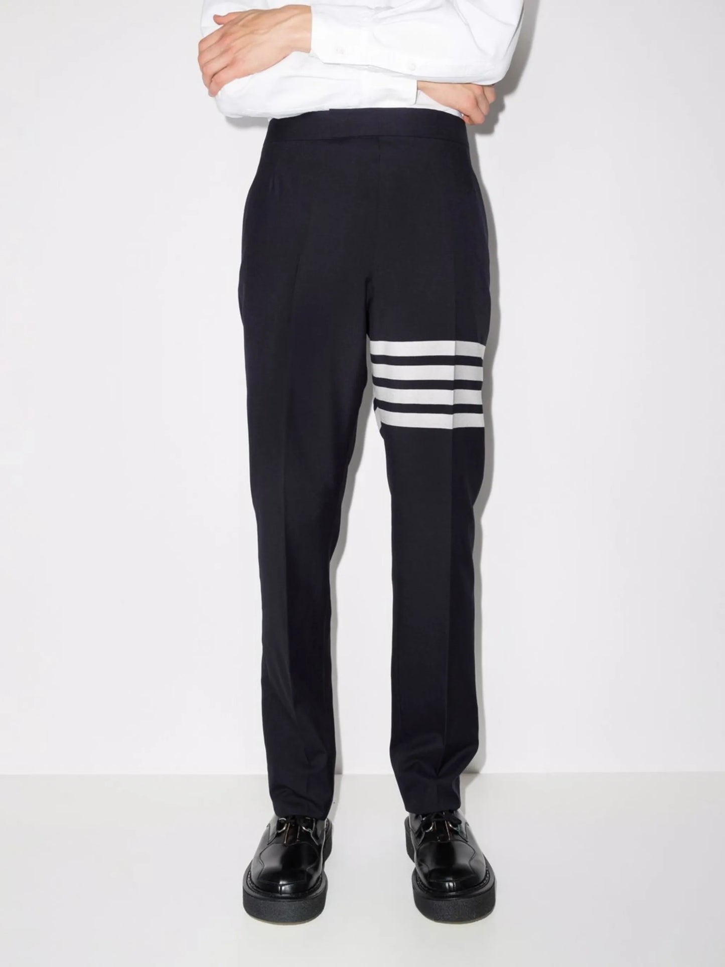 plain weave 4-Bar backstrap trousers