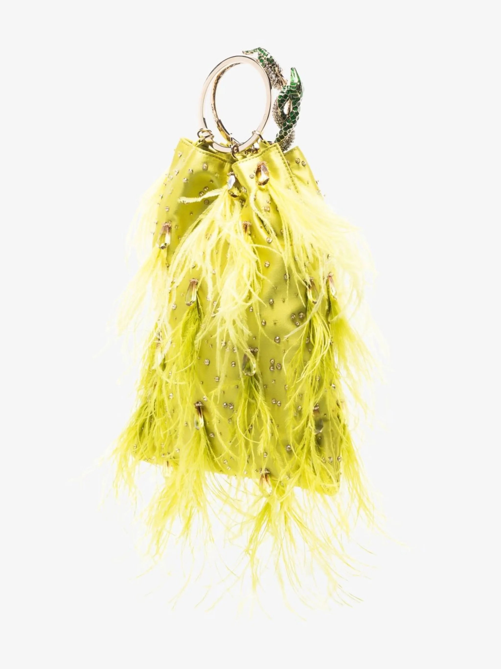 crystal-embellished feather clutch