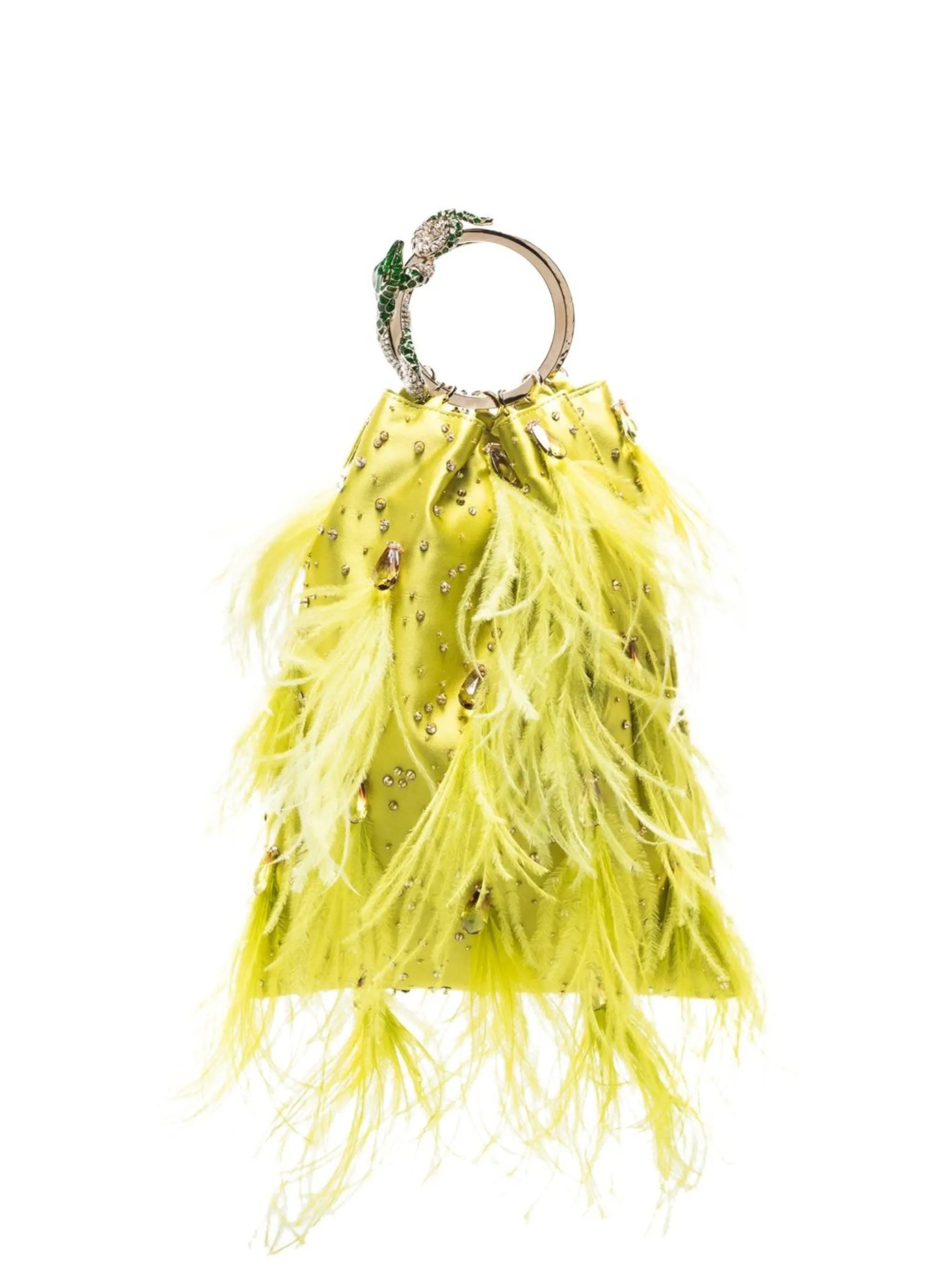 crystal-embellished feather clutch