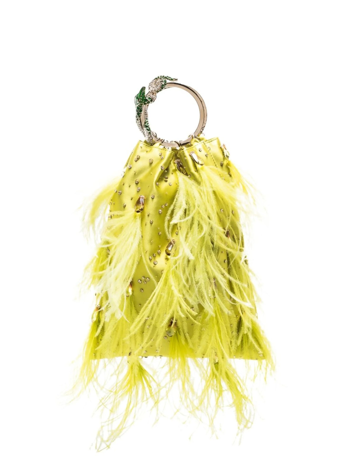crystal-embellished feather clutch
