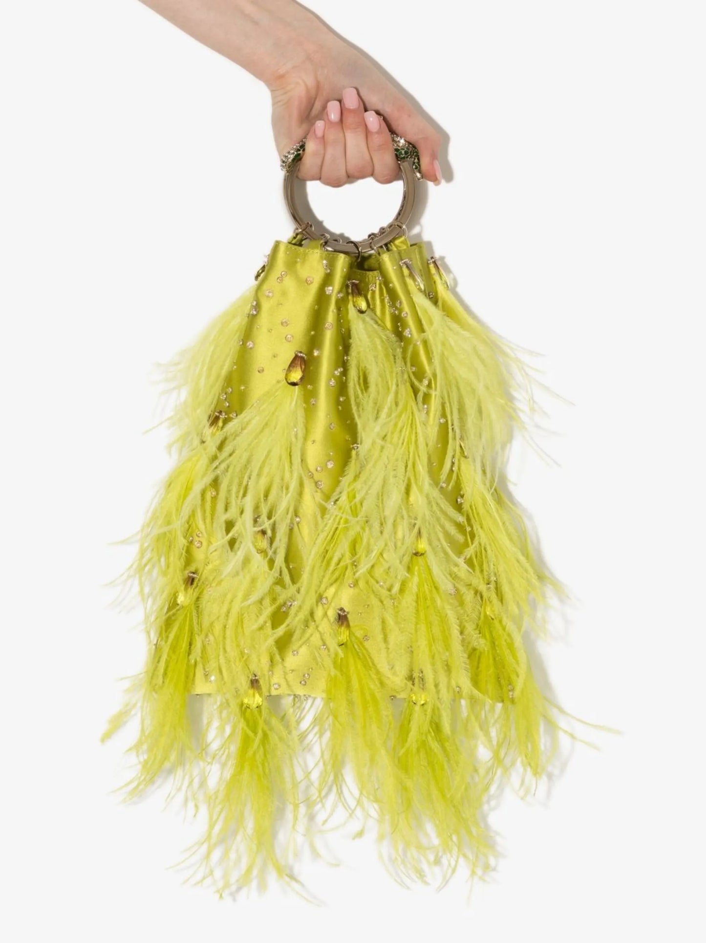 crystal-embellished feather clutch