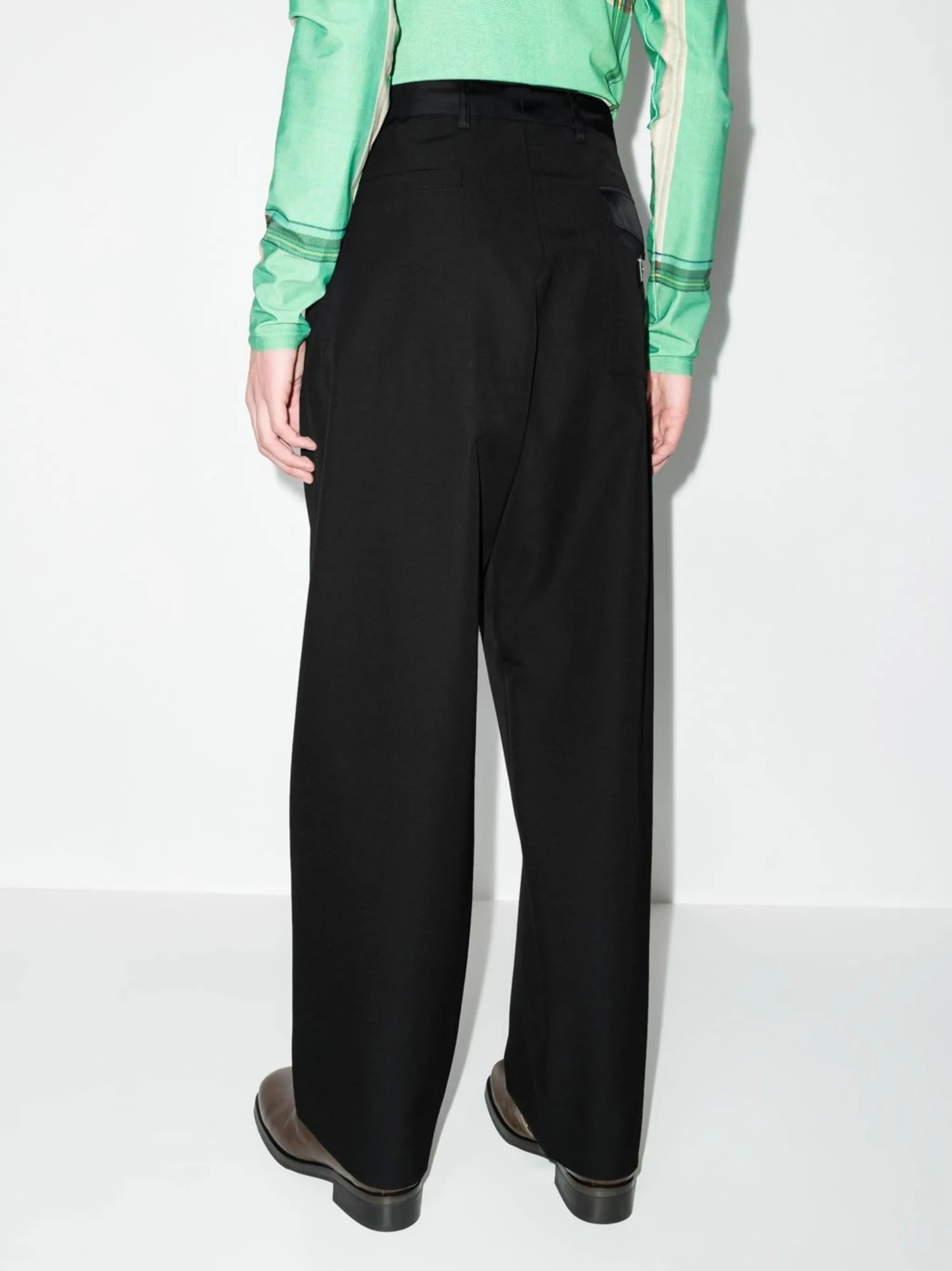 straight-leg wool trousers