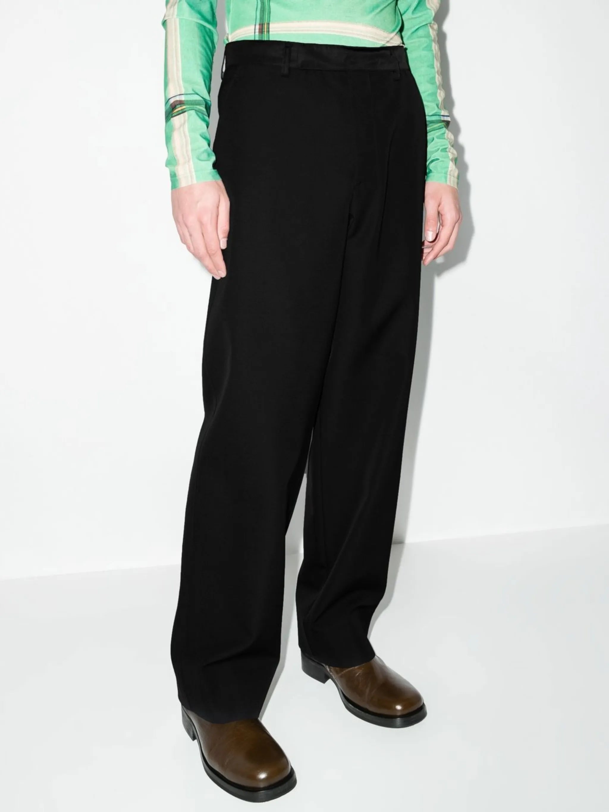 straight-leg wool trousers