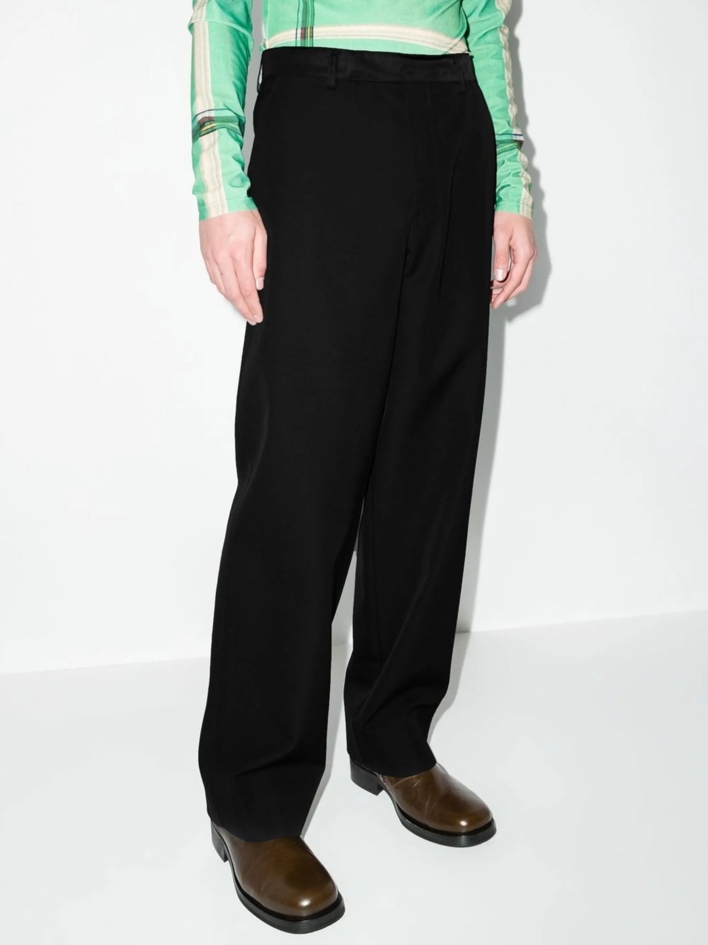 straight-leg wool trousers