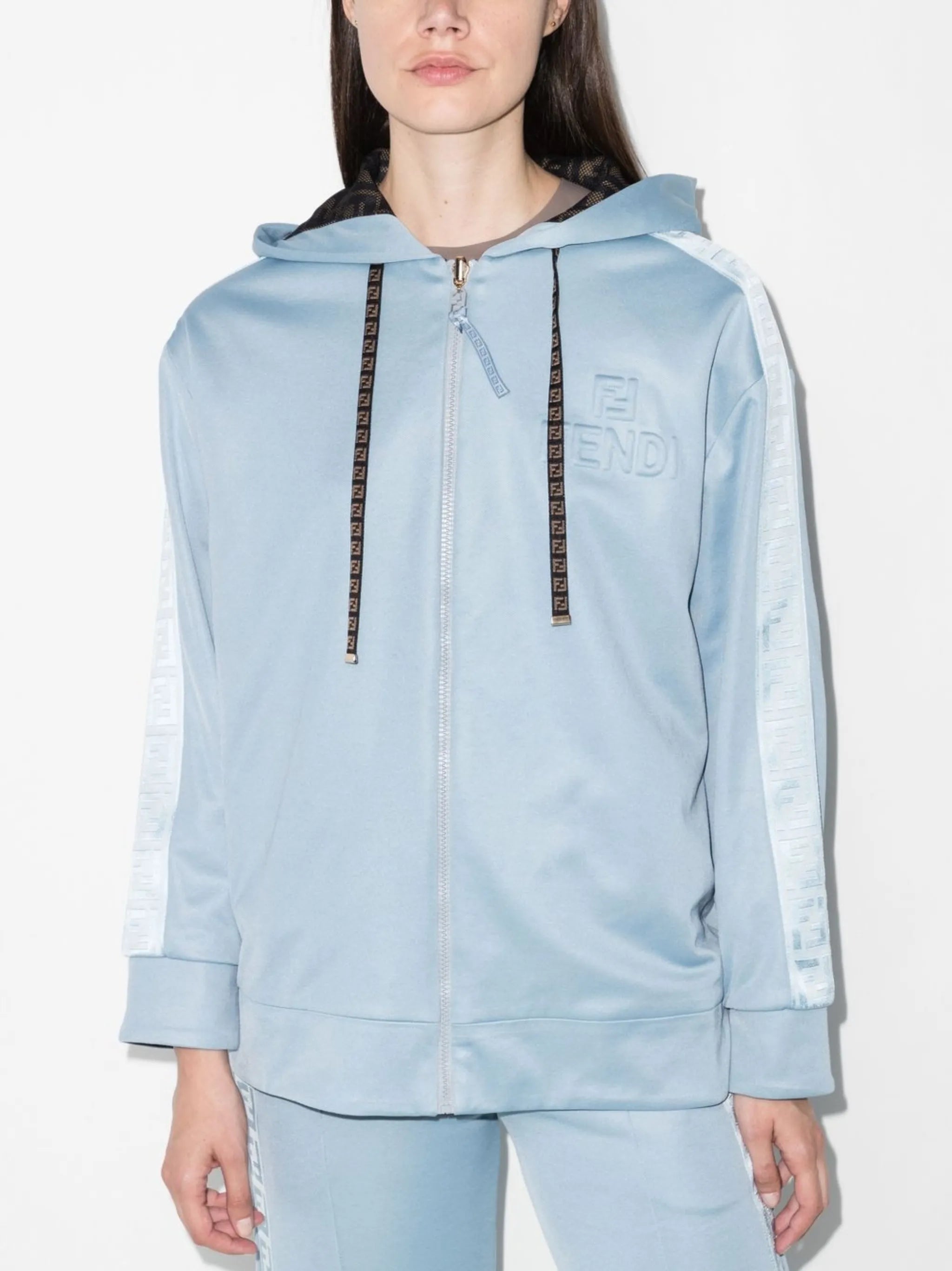 FF-motif reversible hooded jacket
