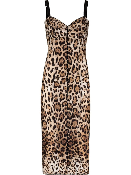 leopard-print midi dress