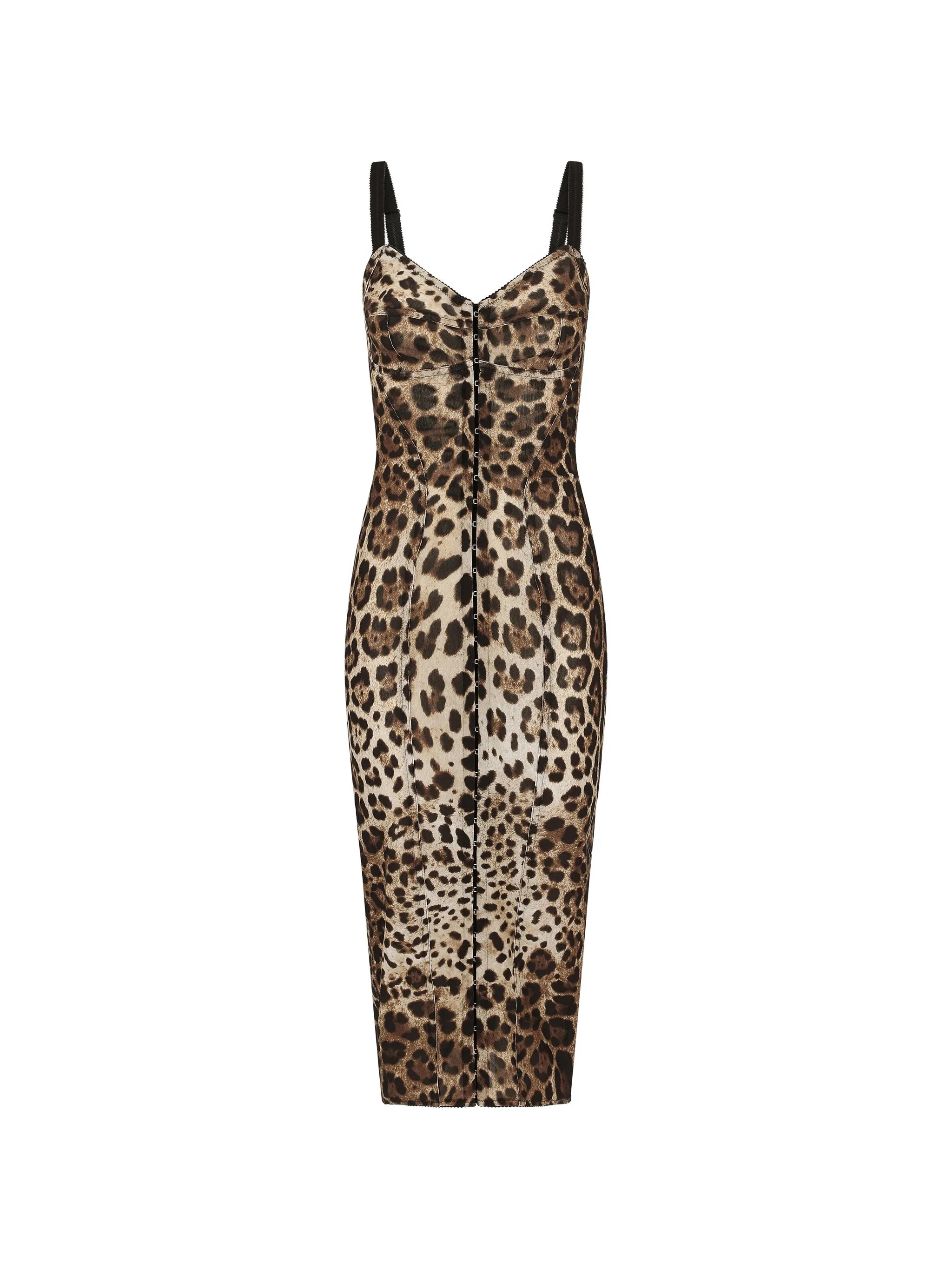 leopard-print midi dress