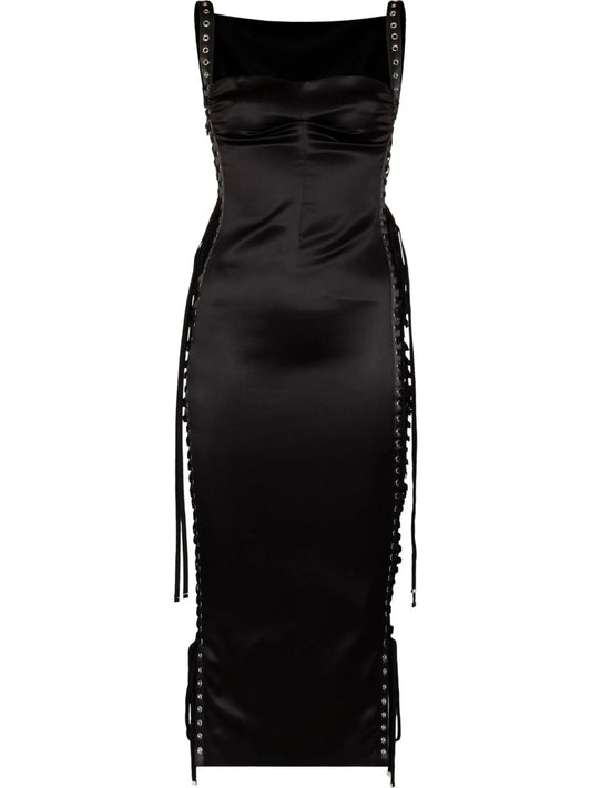 lace-detail sleeveless midi dress