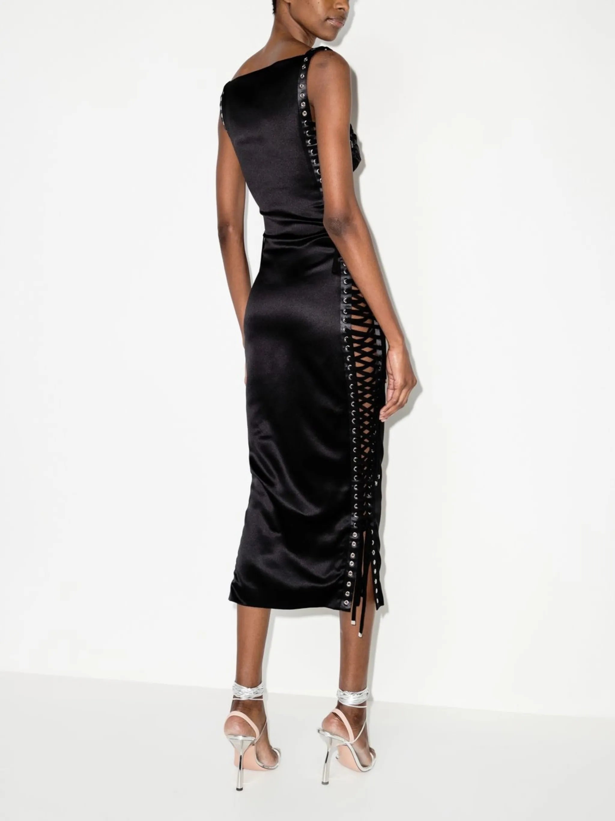 lace-detail sleeveless midi dress