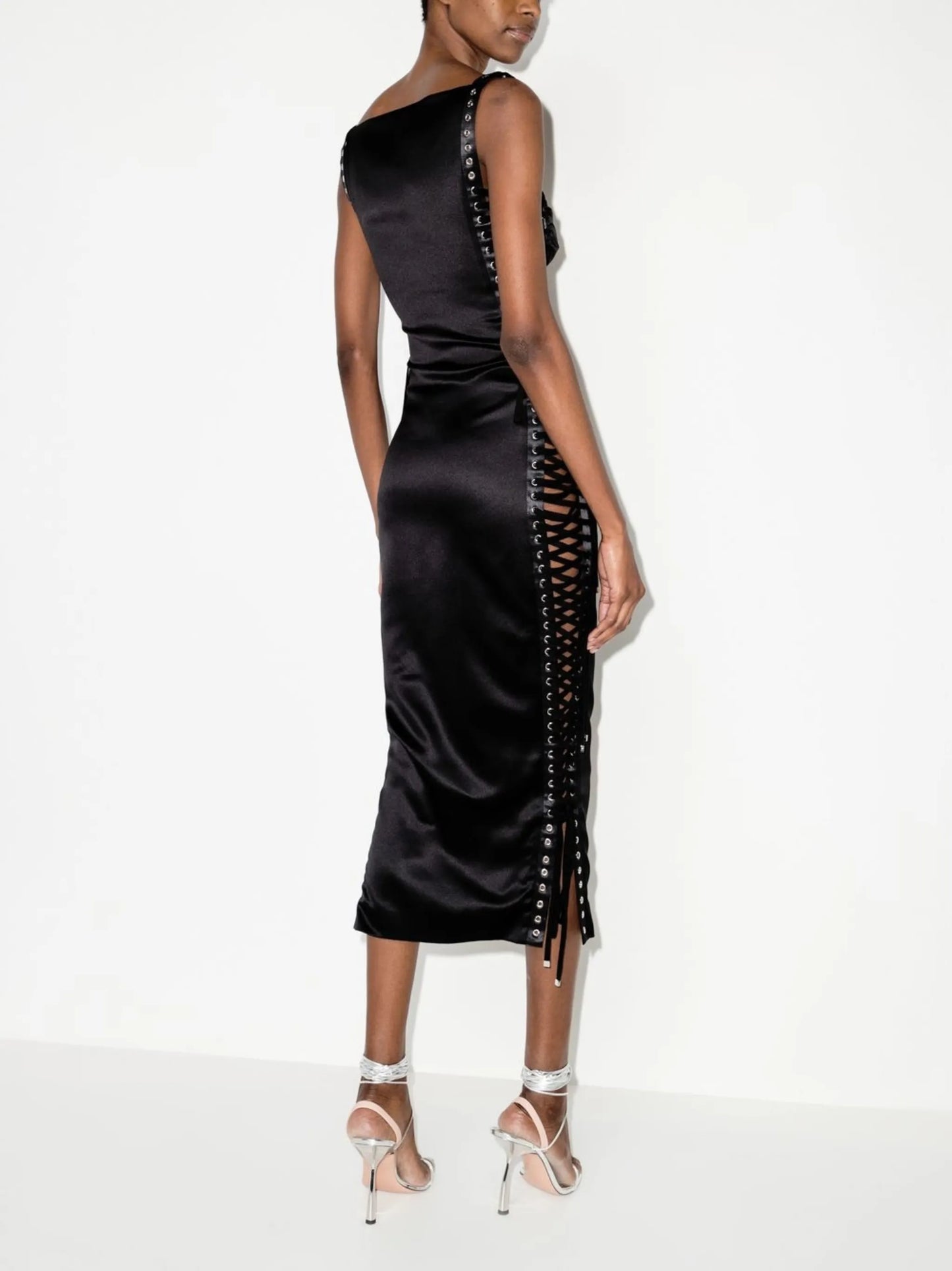 lace-detail sleeveless midi dress