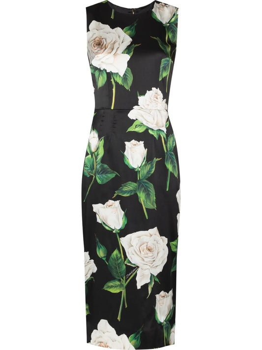 rose-print sleeveless dress