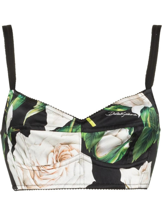 rose-print bralette
