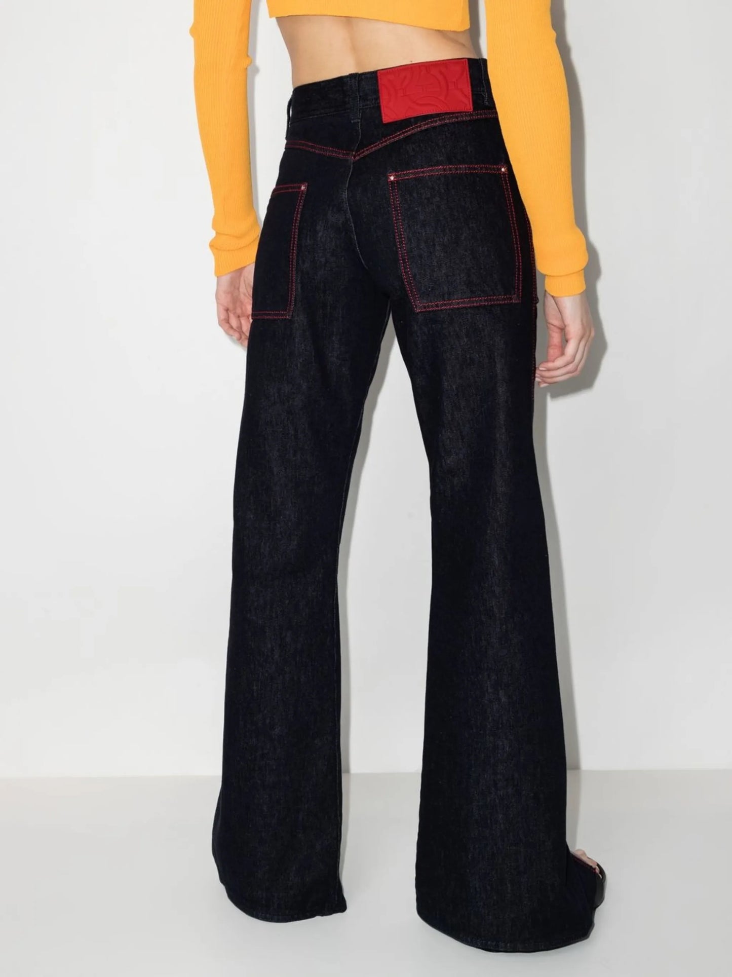 front-slit wide-leg jeans
