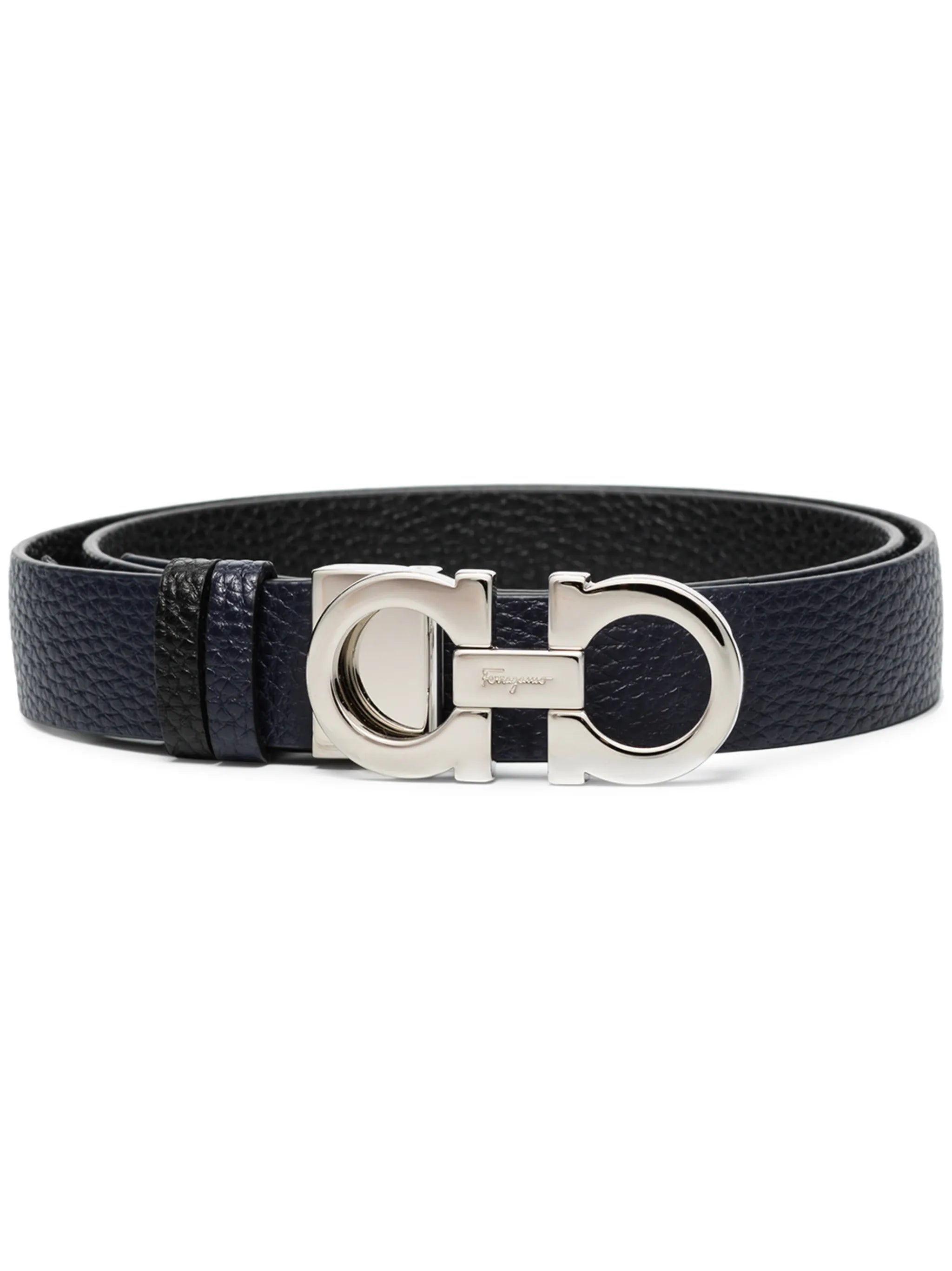 Gancini-buckle reversible belt