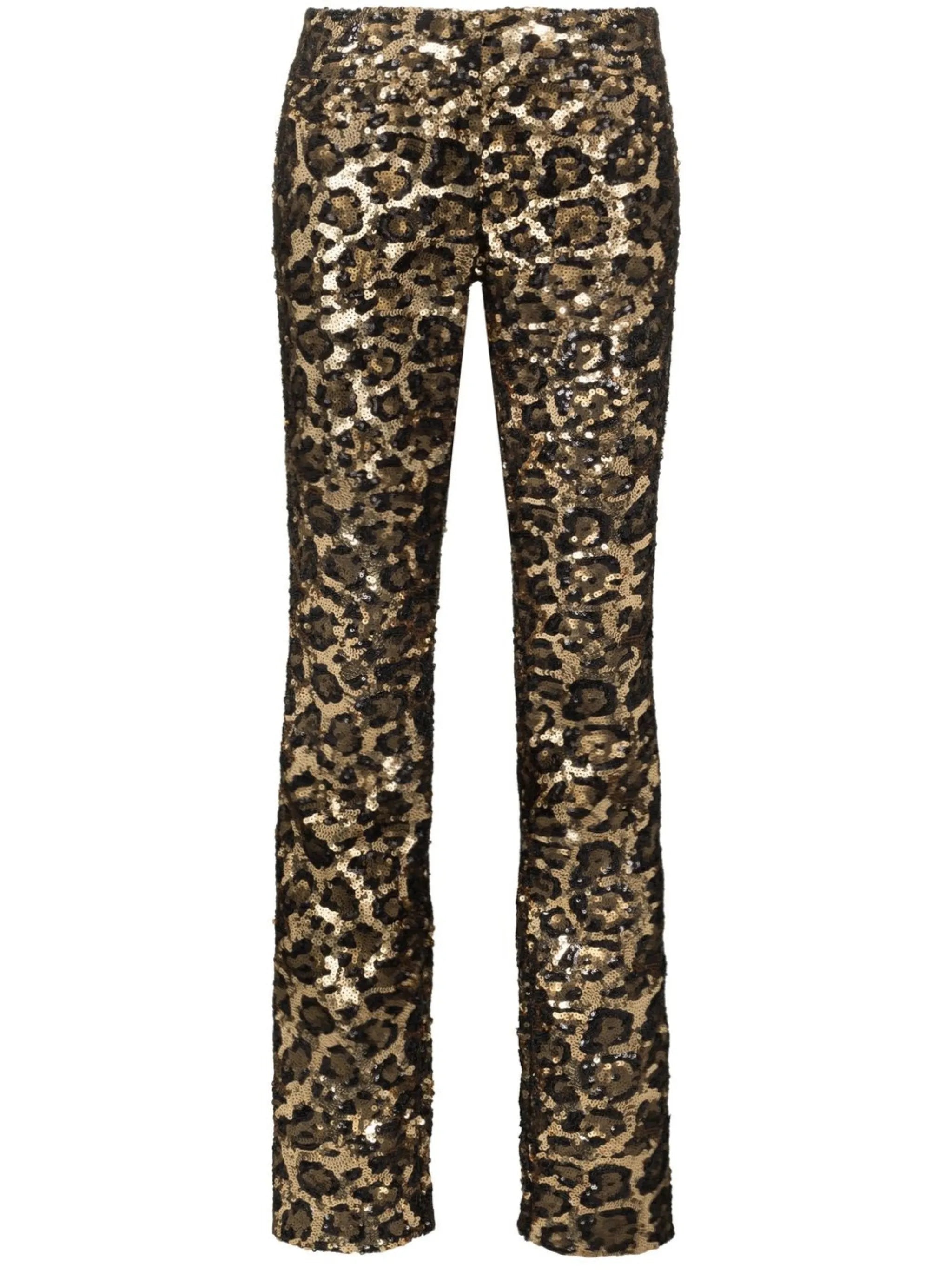 sequined leopard-pattern trousers