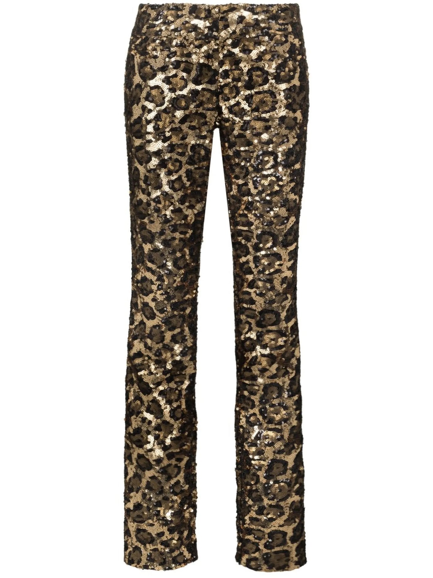 sequined leopard-pattern trousers