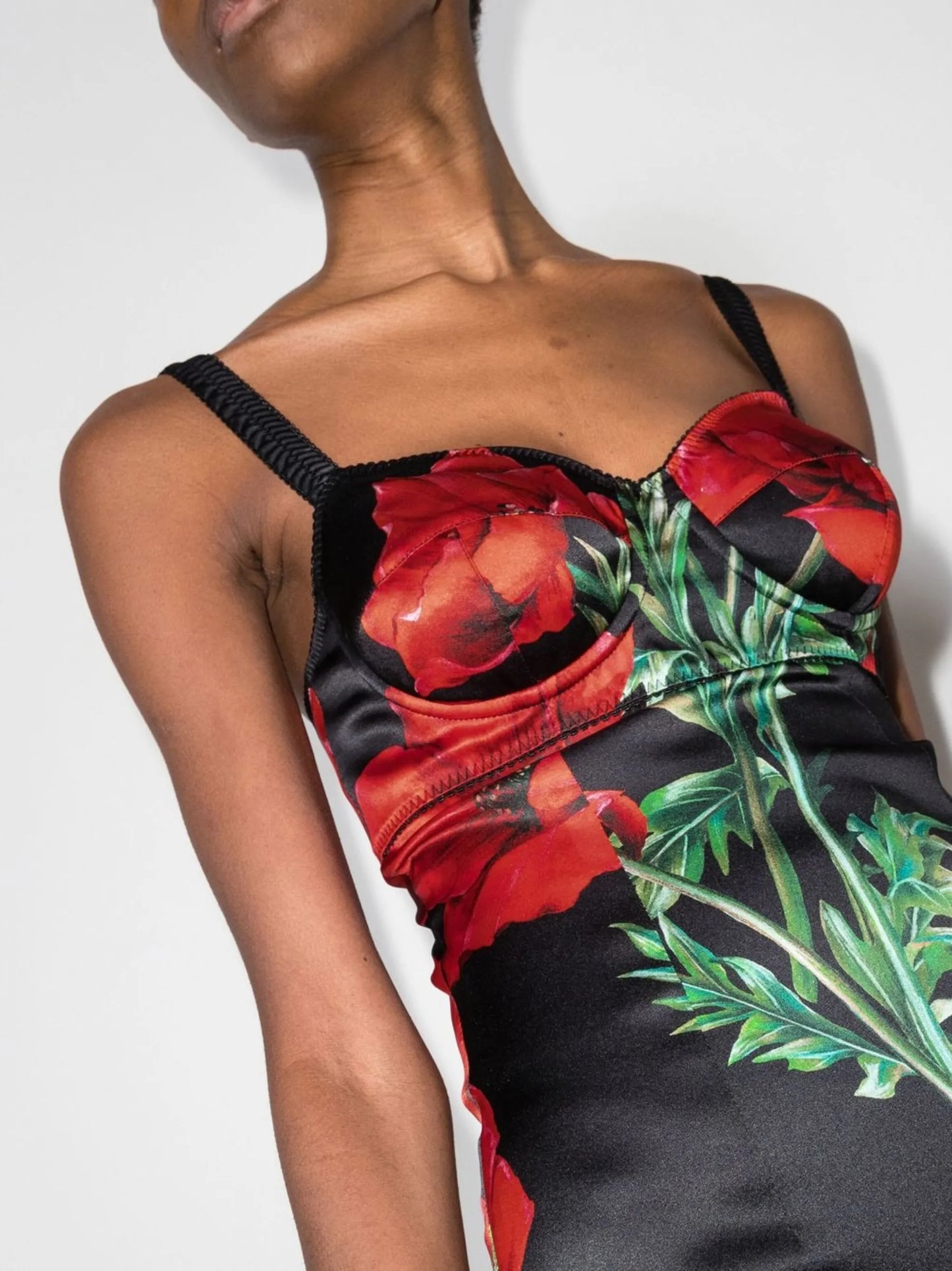 rose-print bustier dress