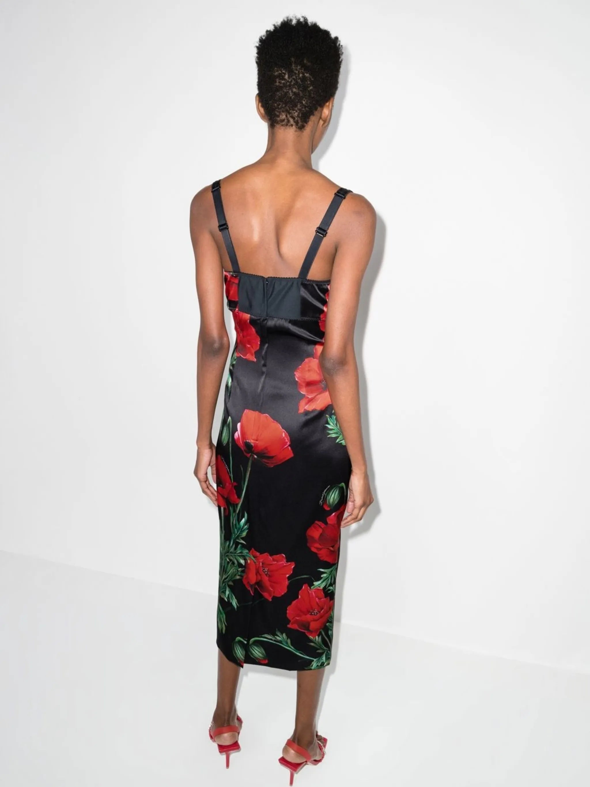 rose-print bustier dress